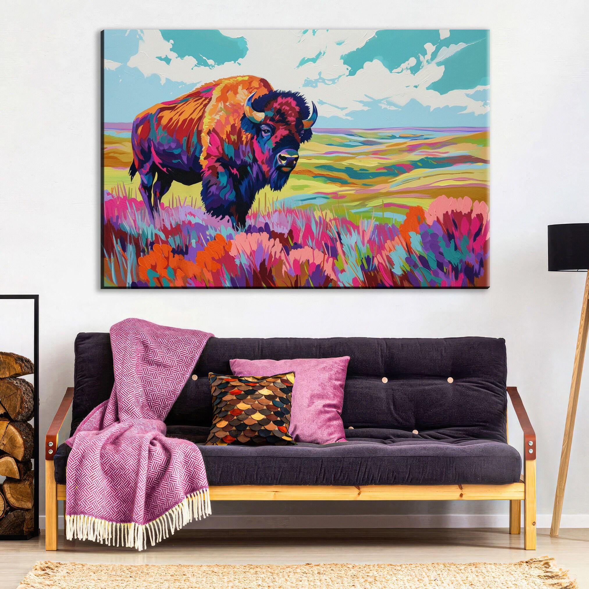 Bison Pop Art - Bold Wall Art Canvas | Extra Large Gallery Wrapped Canvas