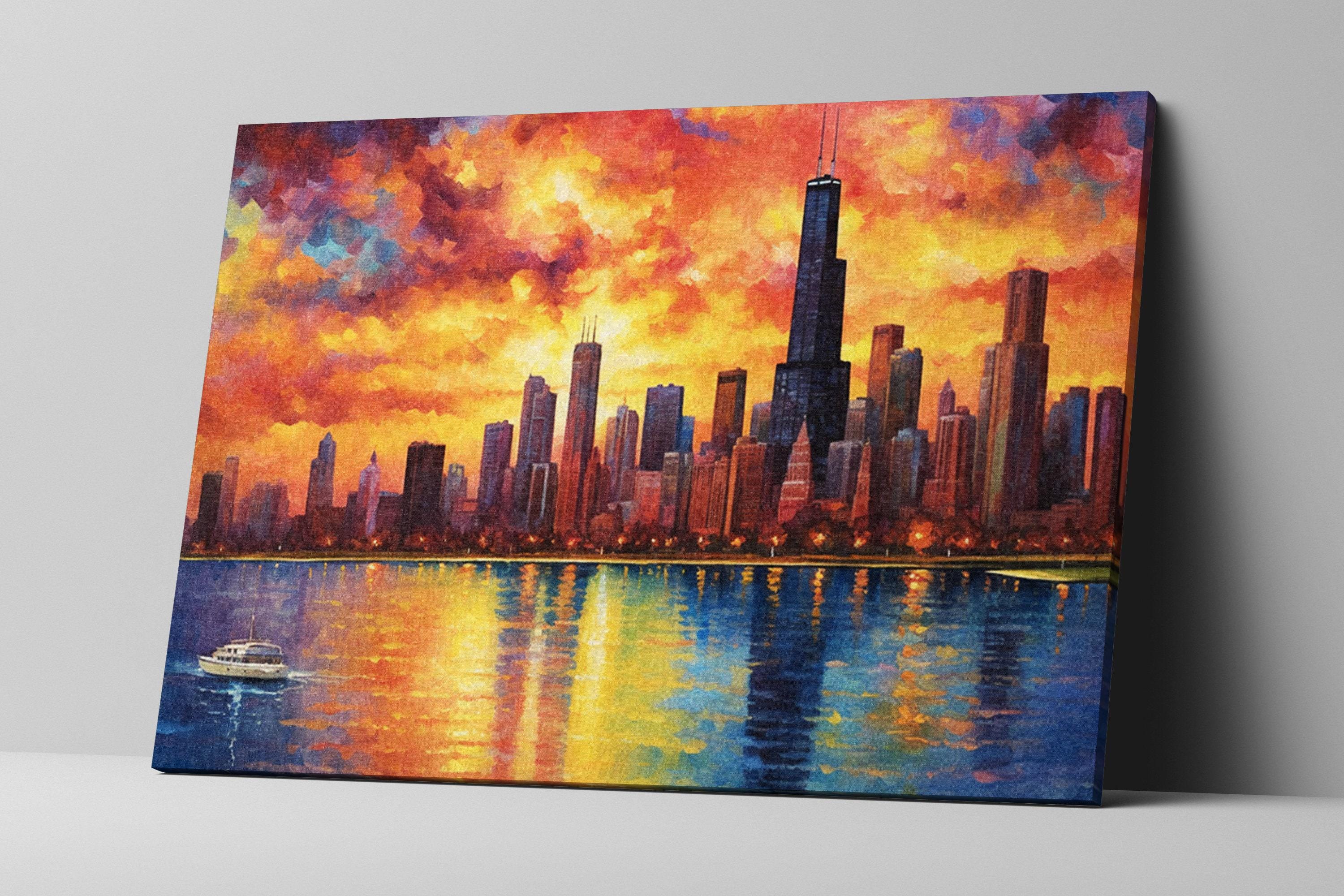 Chicago Skyline Canvas – Large Canvas Art | Urban Wall Decor & Modern Chicago Painting