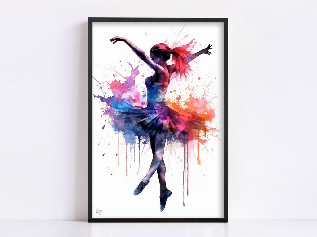 Elegant Ballerina Dancer: Watercolor Wall Art Print, Giclee Print on Canvas, Artist Paper, Watercolor Paper, Available in Extra Large Sizes
