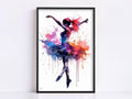 Elegant Ballerina Dancer: Watercolor Wall Art Print, Giclee Print on Canvas, Artist Paper, Watercolor Paper, Available in Extra Large Sizes