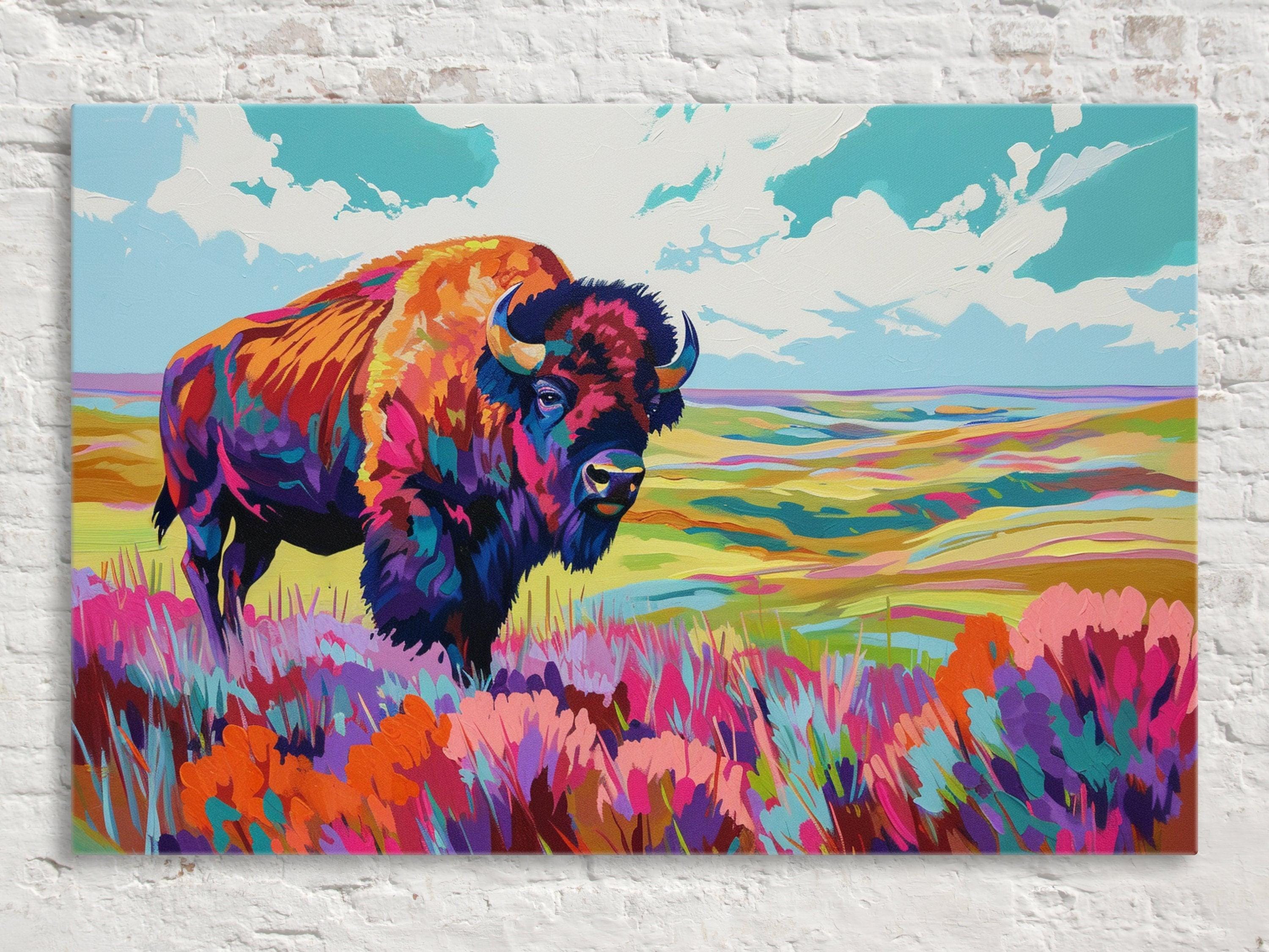 Bison Pop Art - Bold Wall Art Canvas | Extra Large Gallery Wrapped Canvas