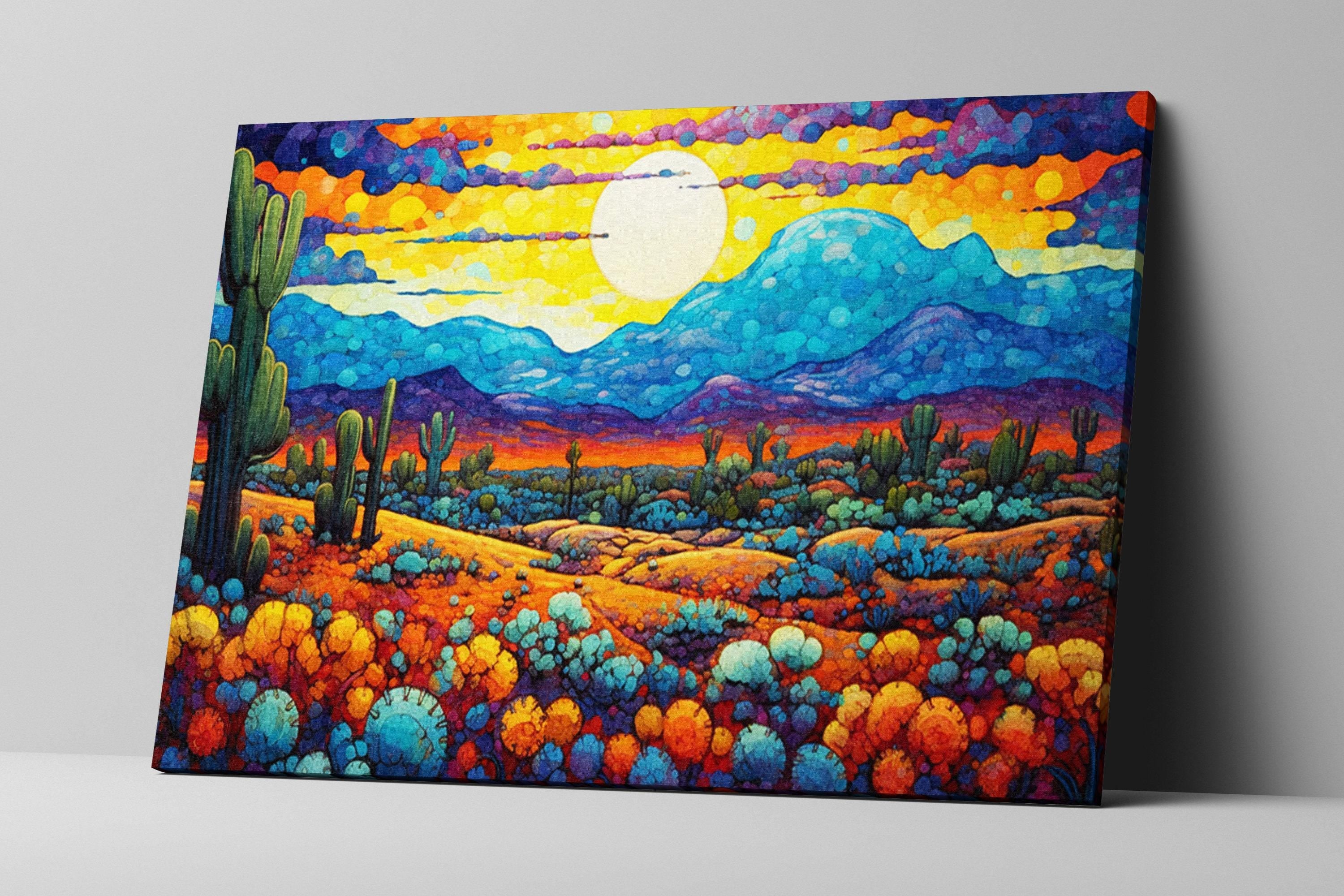 Southwest Desert Art - Vibrant Desert Landscape Painting on Large Canvas Wall Art