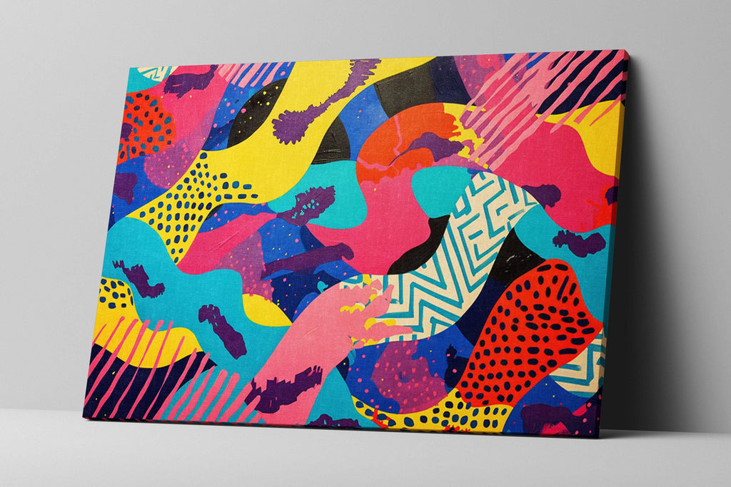 80s Pop Art Canvas – Extra Large Retro Abstract Art on Gallery Wrapped Canvas