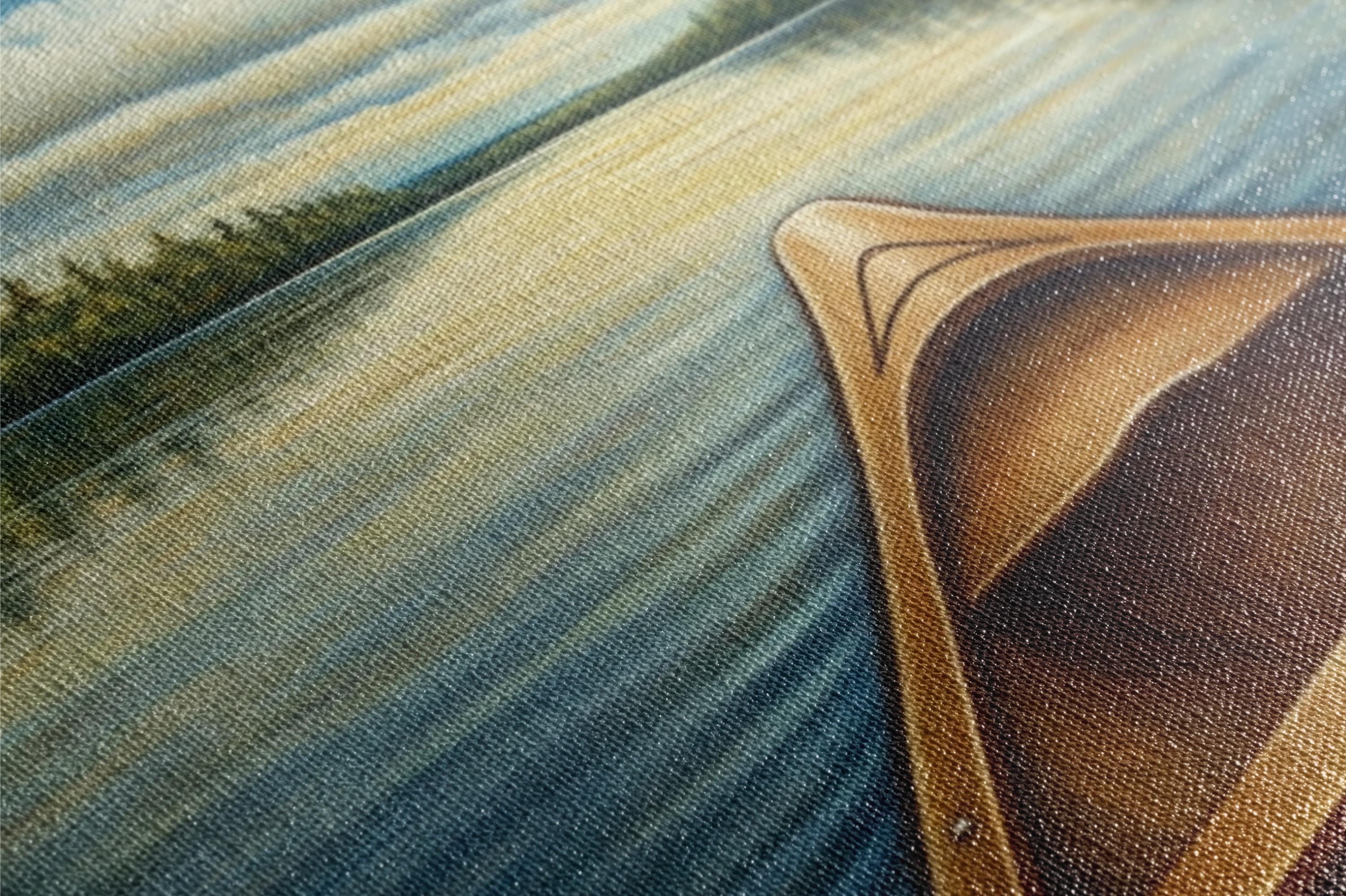 a painting of a boat on a body of water