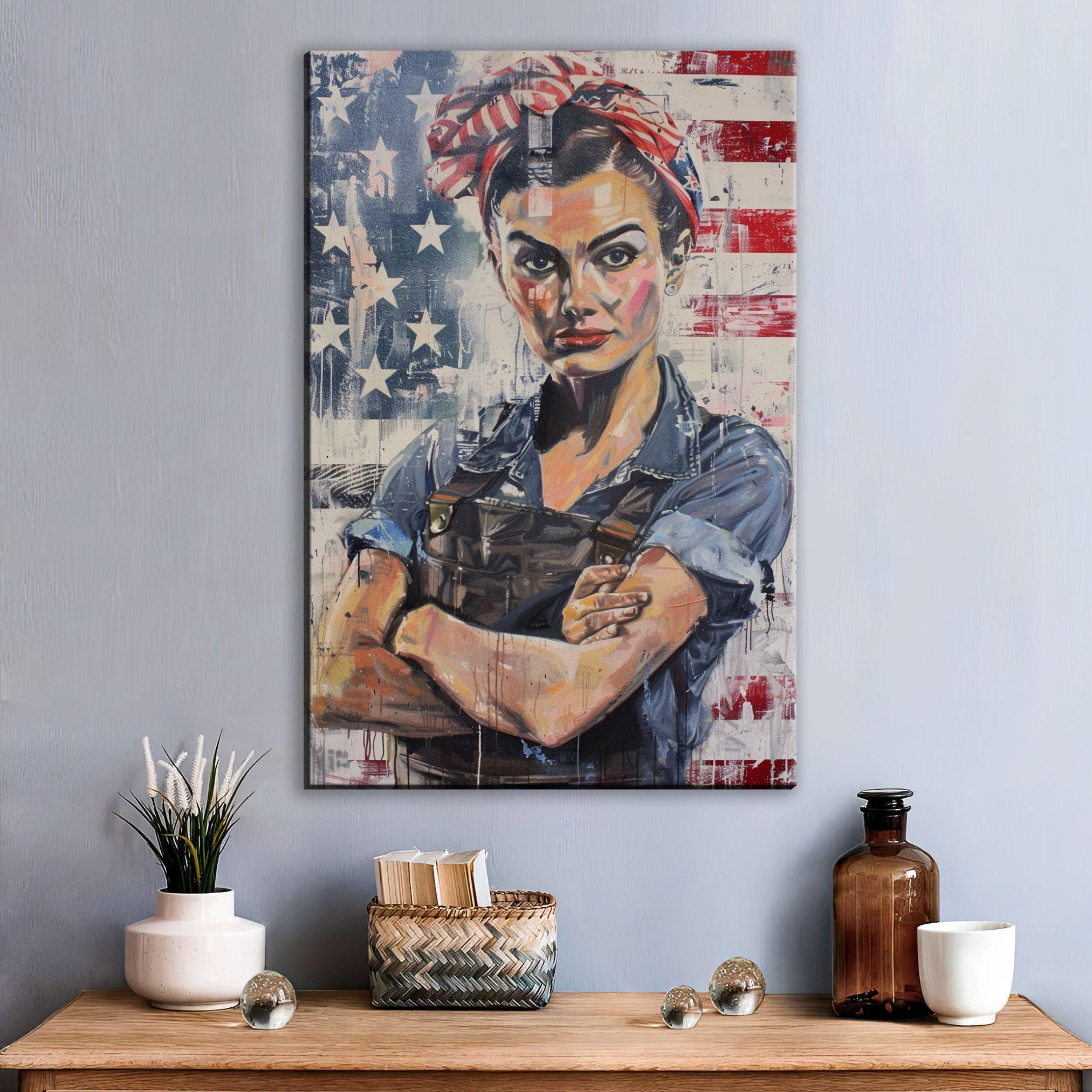 Rosie the Riveter Art – Feminist Wall Art Large Canvas Print, Ready to Hang