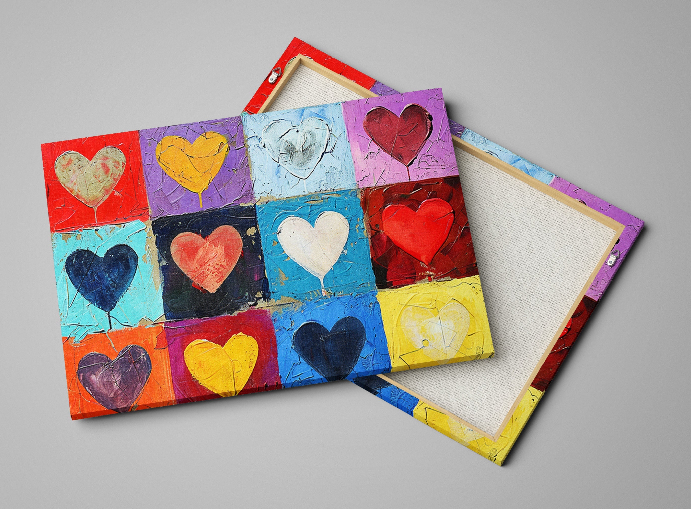 Heart Pattern Artwork – Large Canvas Prints | Vibrant Love Heart Pattern, Ready to Hang