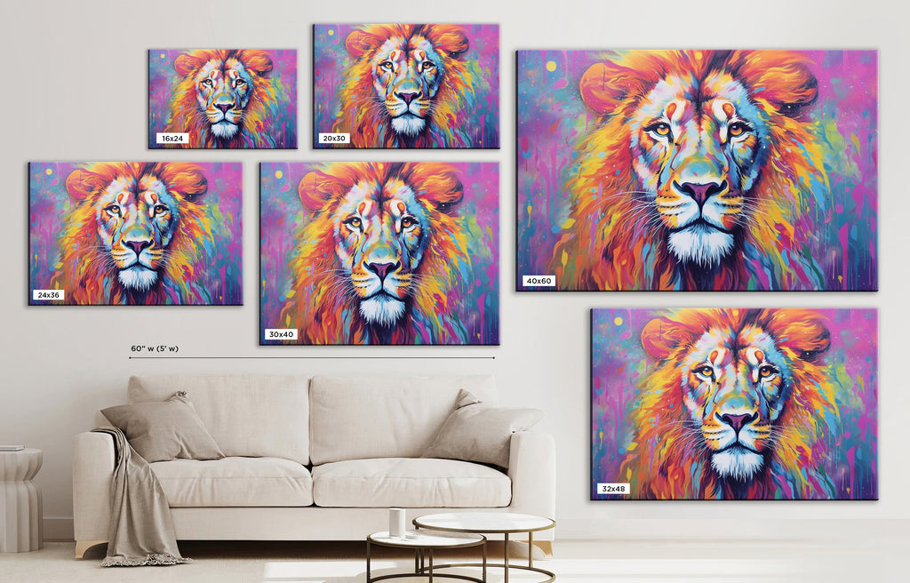 Lion Canvas Print – Regal Roar Portrait on Gallery Wrapped Artist Grade Canvas