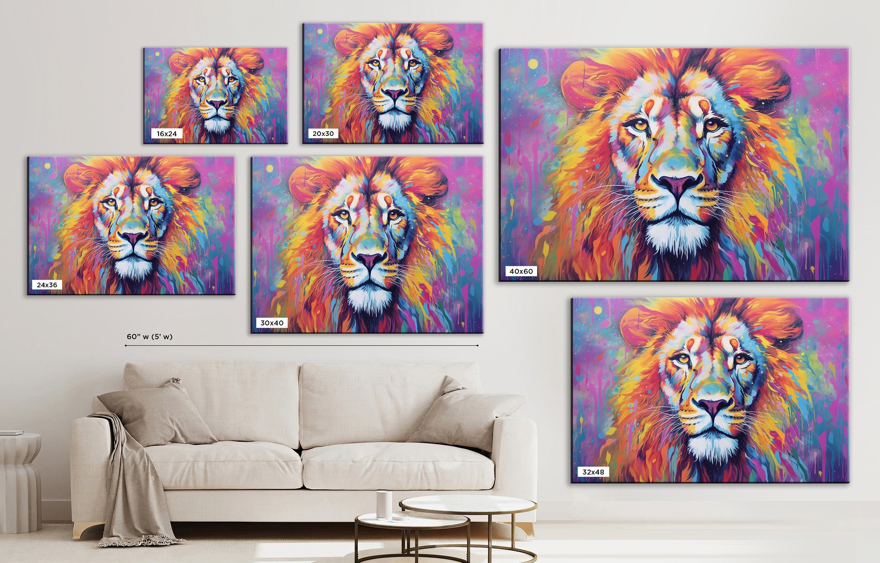 Lion Canvas Print – Regal Roar Portrait on Gallery Wrapped Artist Grade Canvas
