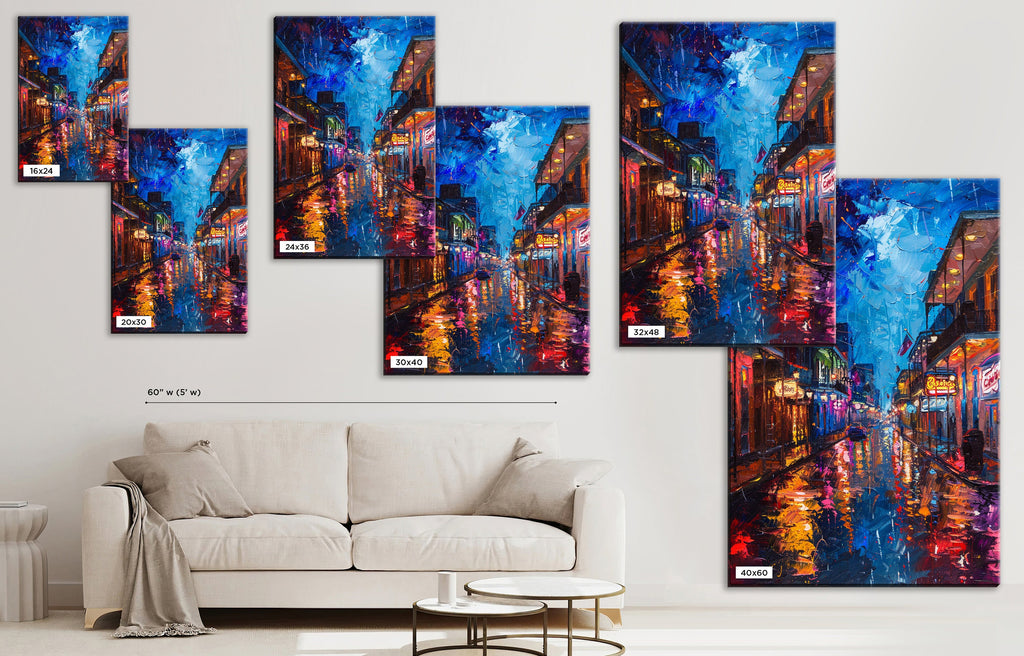 New Orleans Night Art – French Quarter Art on Large Gallery Wrapped Canvas, Ready to Hang