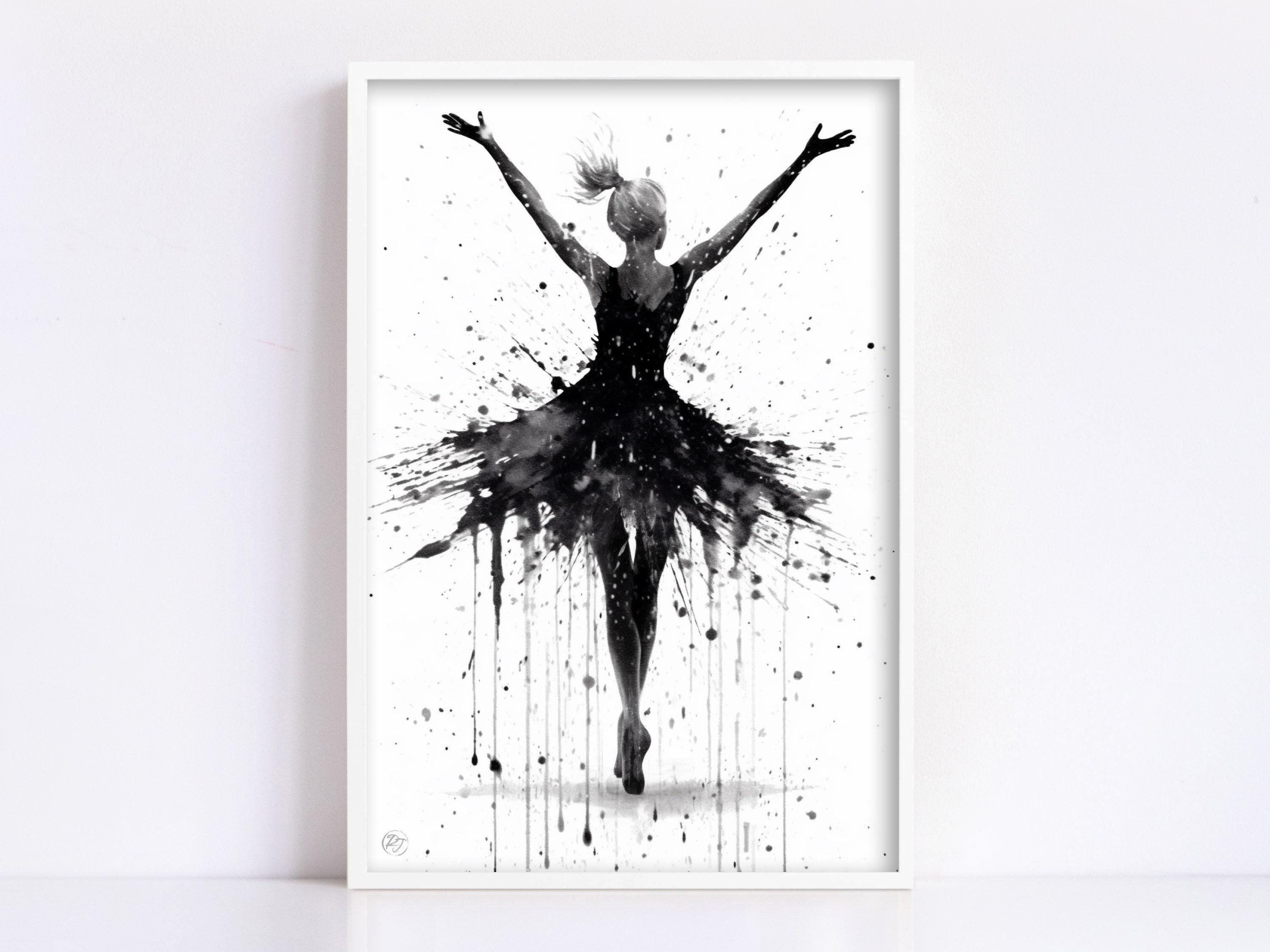 Graceful Dance Moves: Watercolor Ballerina Painting, Giclee Print on Canvas, Artist Paper, Watercolor Paper, Available in Extra Large Sizes