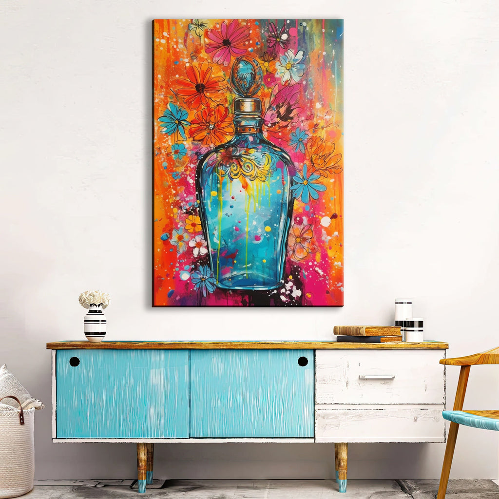 Perfume Canvas Wall Art – Large Colorful Beauty Painting on Artist Canvas
