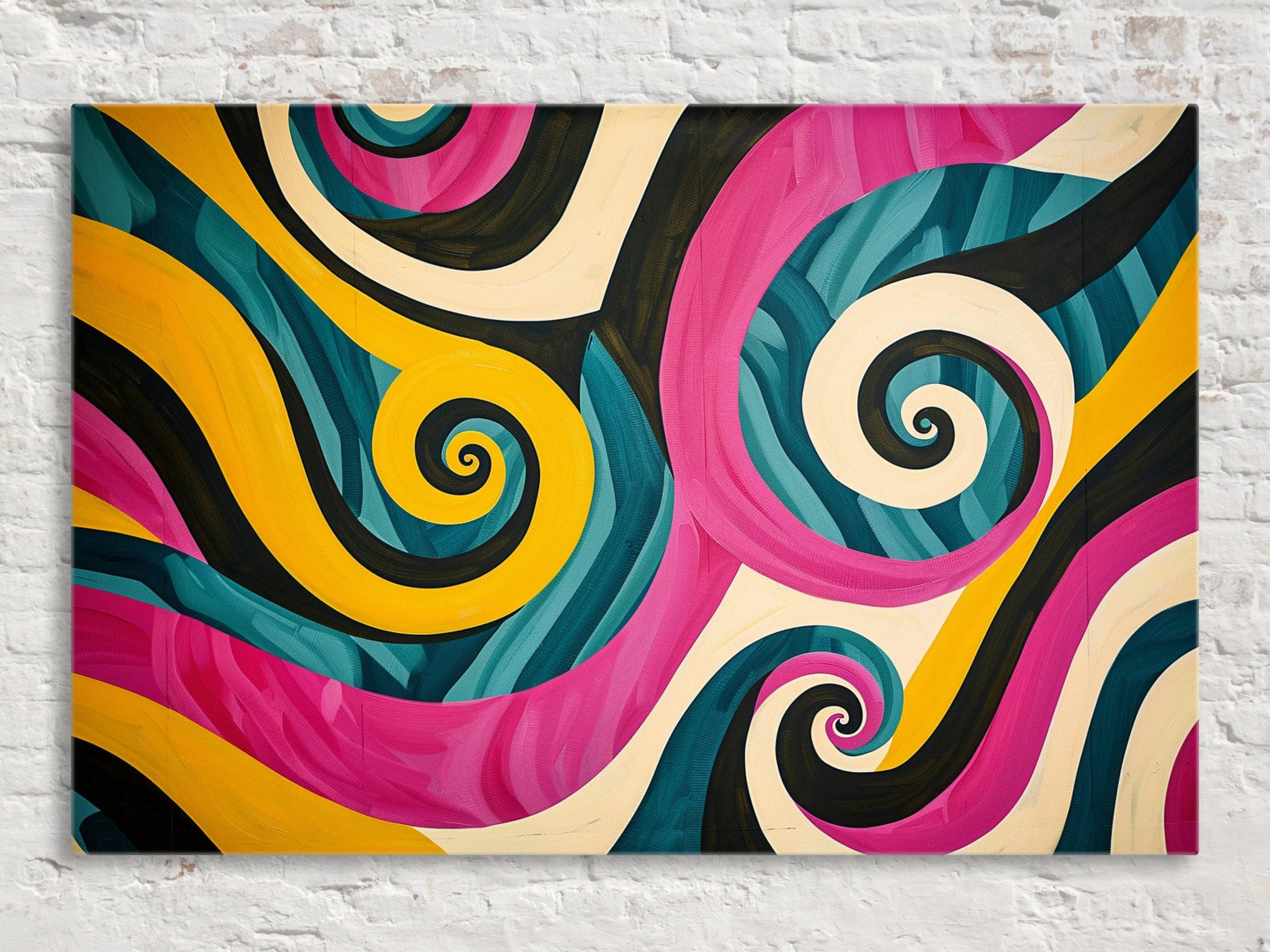 Pop Art Canvas - Large Abstract Swirl Painting | Gallery Wrapped, Ready to Hang