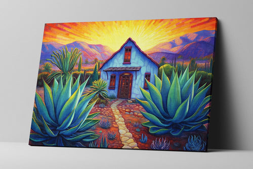 Blue Agave Canvas | Large Southwest Wall Art - Gallery Wrapped Desert Plant Print