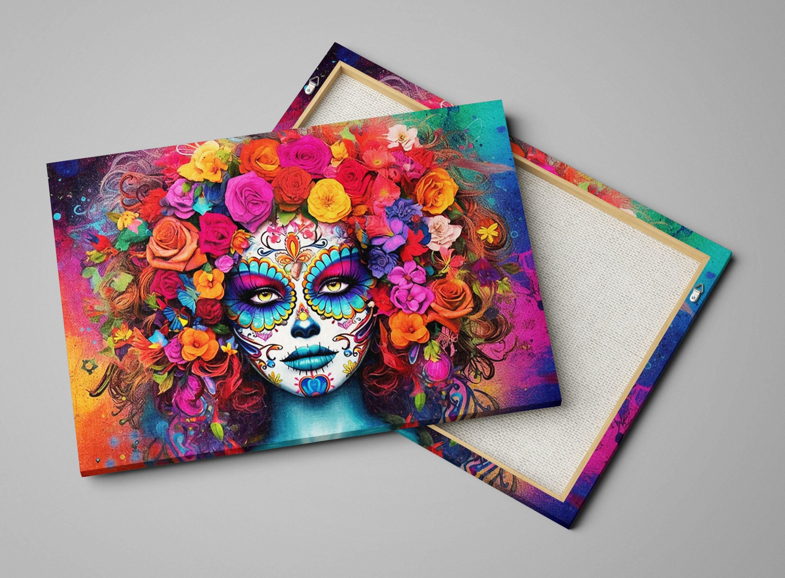 Day of the Dead Art – Large Canvas Sugar Skull Wall Art | Vibrant Mexican Heritage Decor