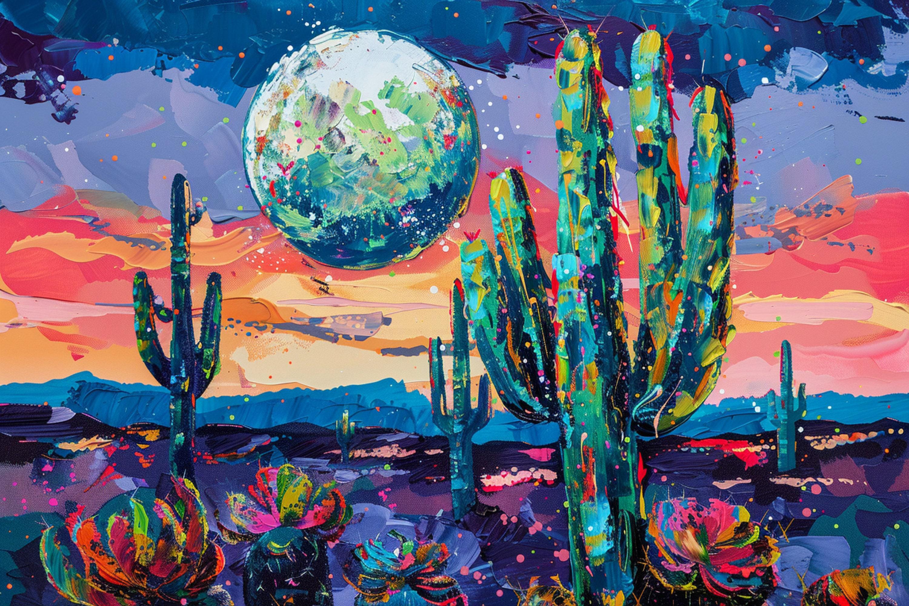 Desert Night Collage Art – Southwest Wall Art | Gallery Wrapped Canvas, Ready to Hang
