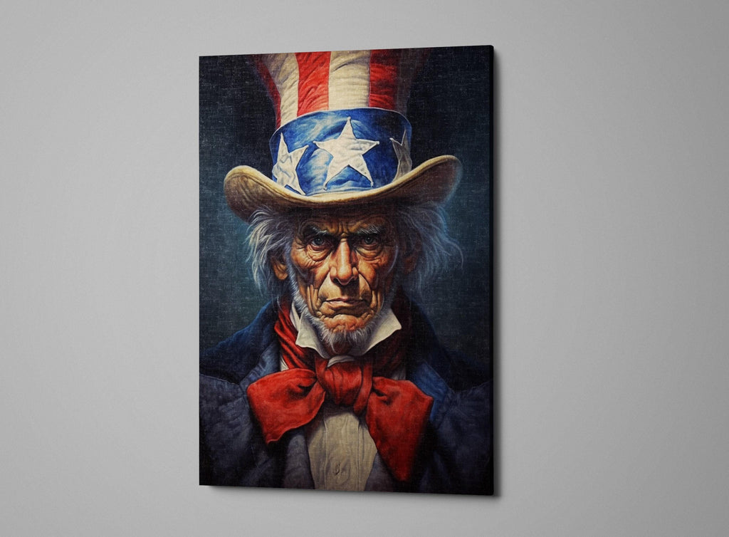 Uncle Sam Canvas Art – Patriotic Wall Art | Large Canvas Print With Wood Frame