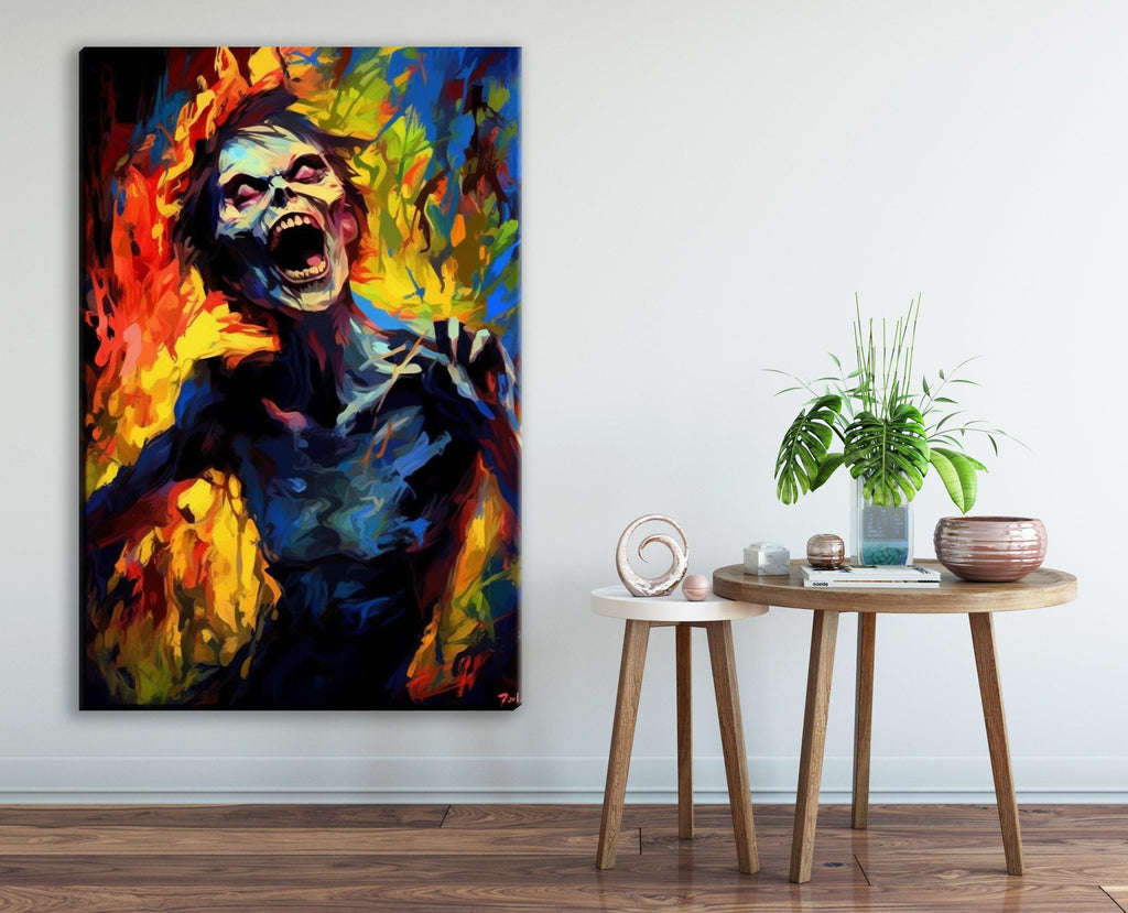 Halloween Zombie Wall Art – Large Spooky Canvas Print on Gallery Wrapped Artist Grade Canvas