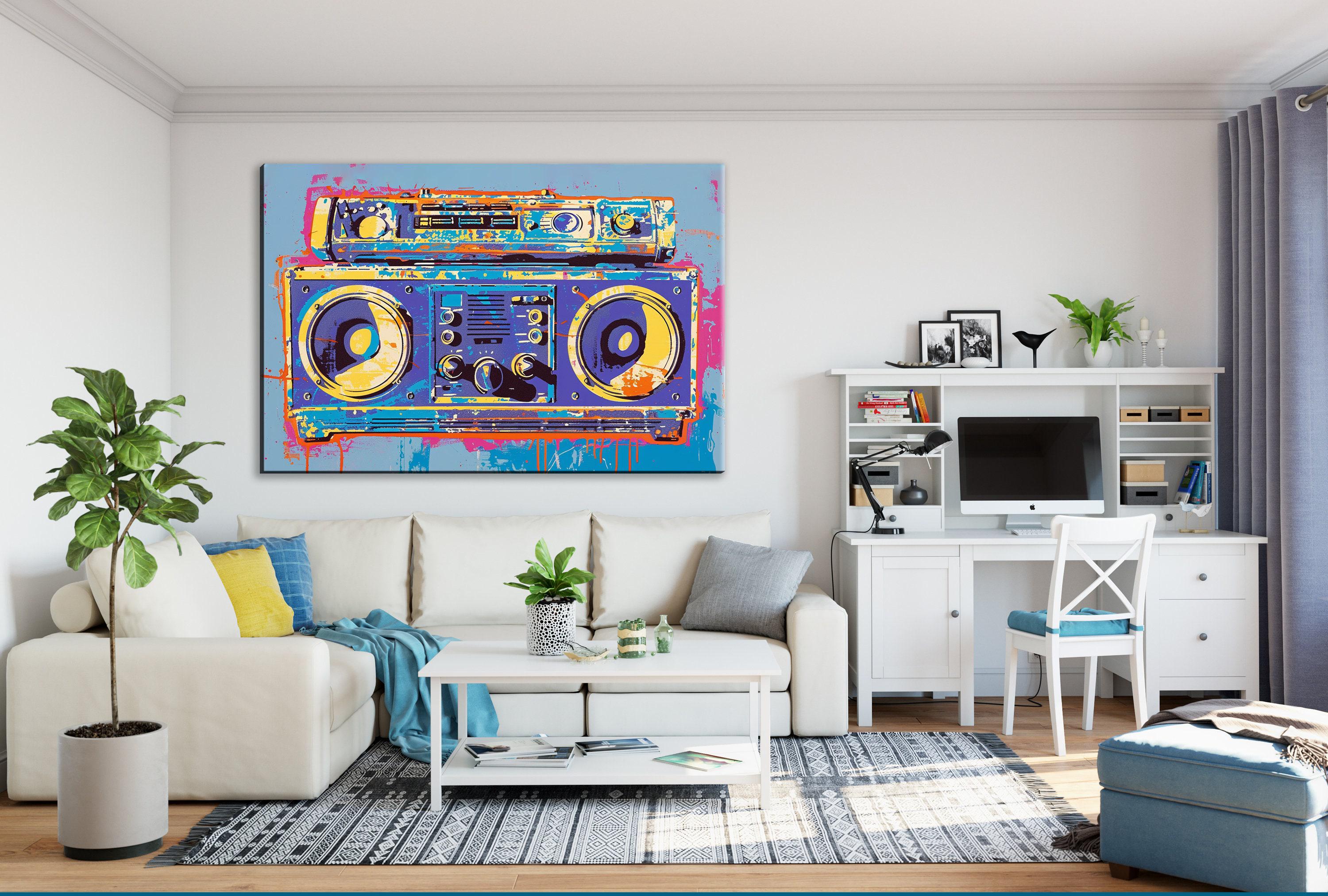 Retro Boombox Wall Art - Pop Art Canvas Print | Extra Large Gallery Wrapped Canvas