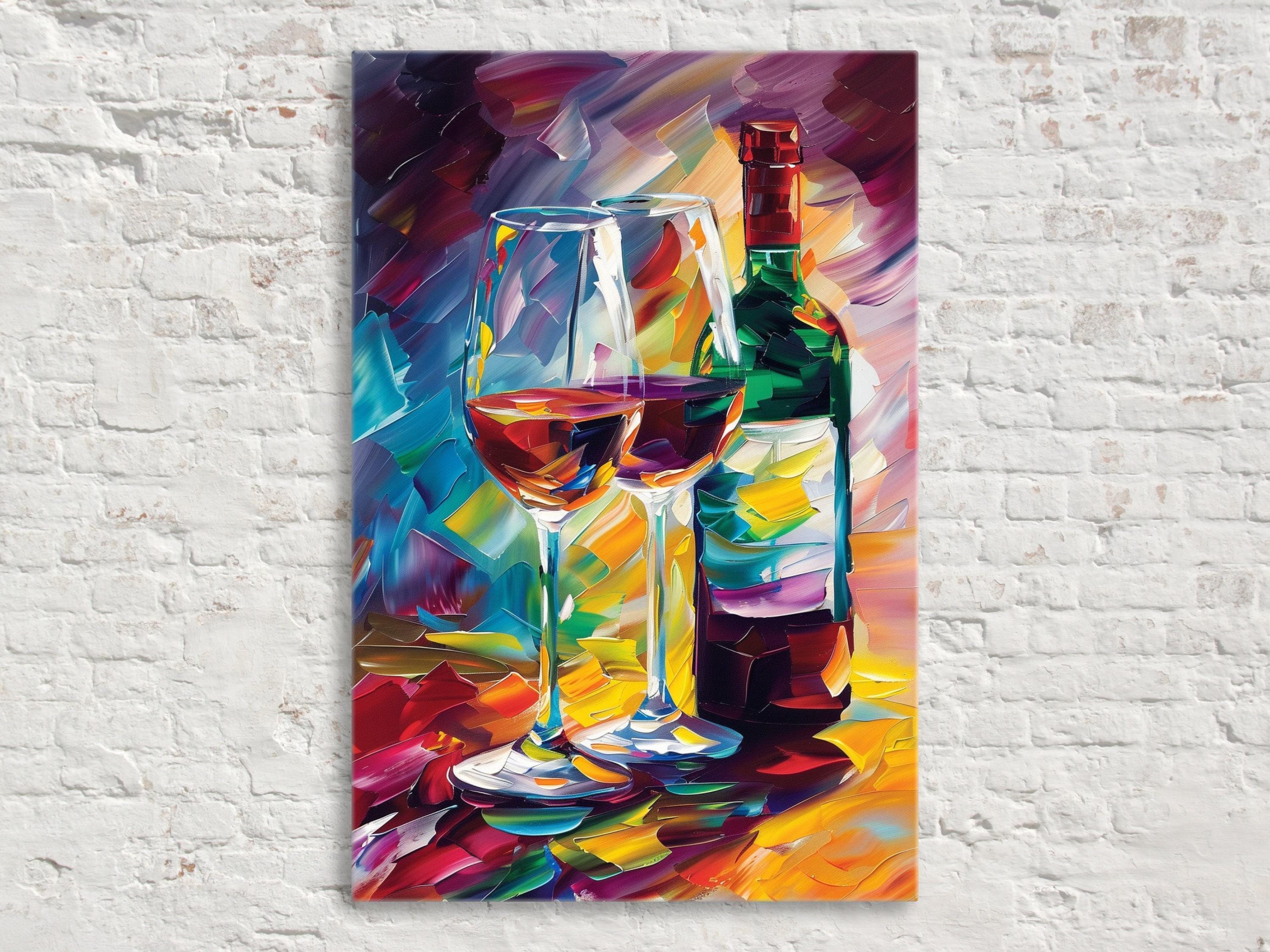 Red Wine Canvas Art – Abstract Wine Wall Art on Gallery Wrapped Canvas, Extra Large Print