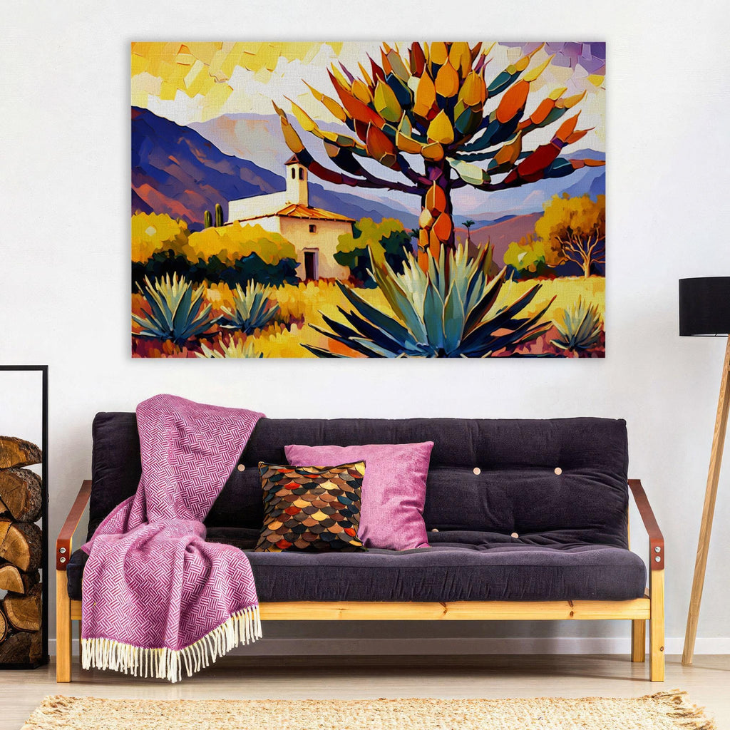 Southwest Desert Art - Agave Cactus Canvas | Vibrant Desert Landscape Painting