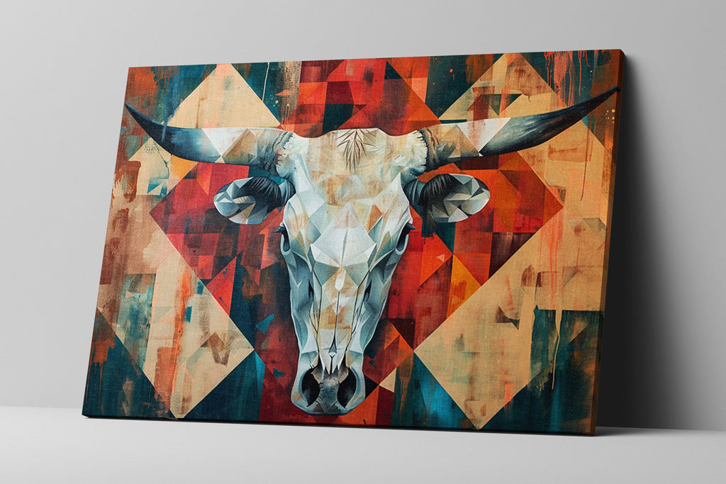 Cow Skull Wall Decor – Modern Large Canvas Art | Gallery Wrapped Canvas Print