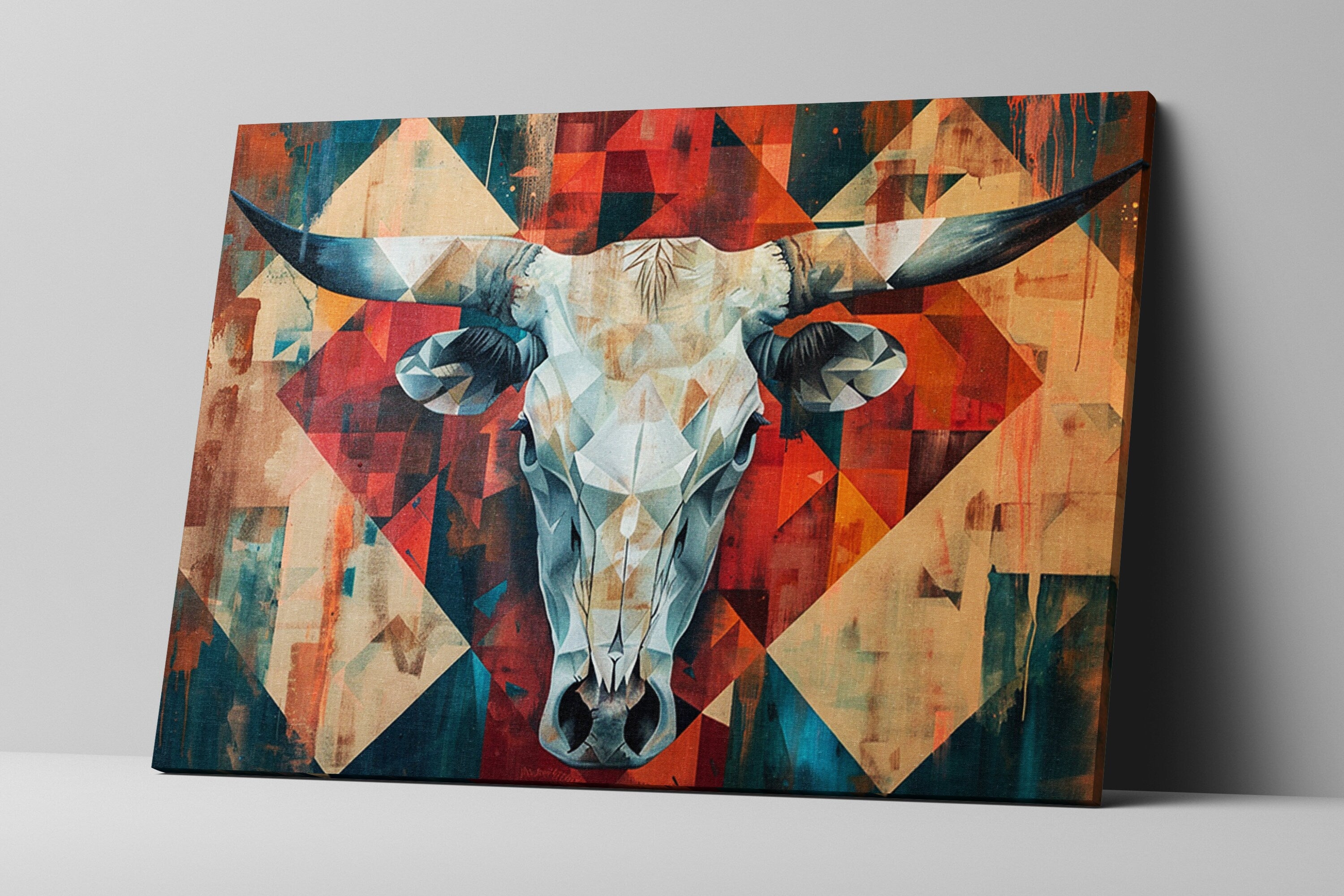 Cow Skull Wall Decor – Modern Large Canvas Art | Gallery Wrapped Canvas Print