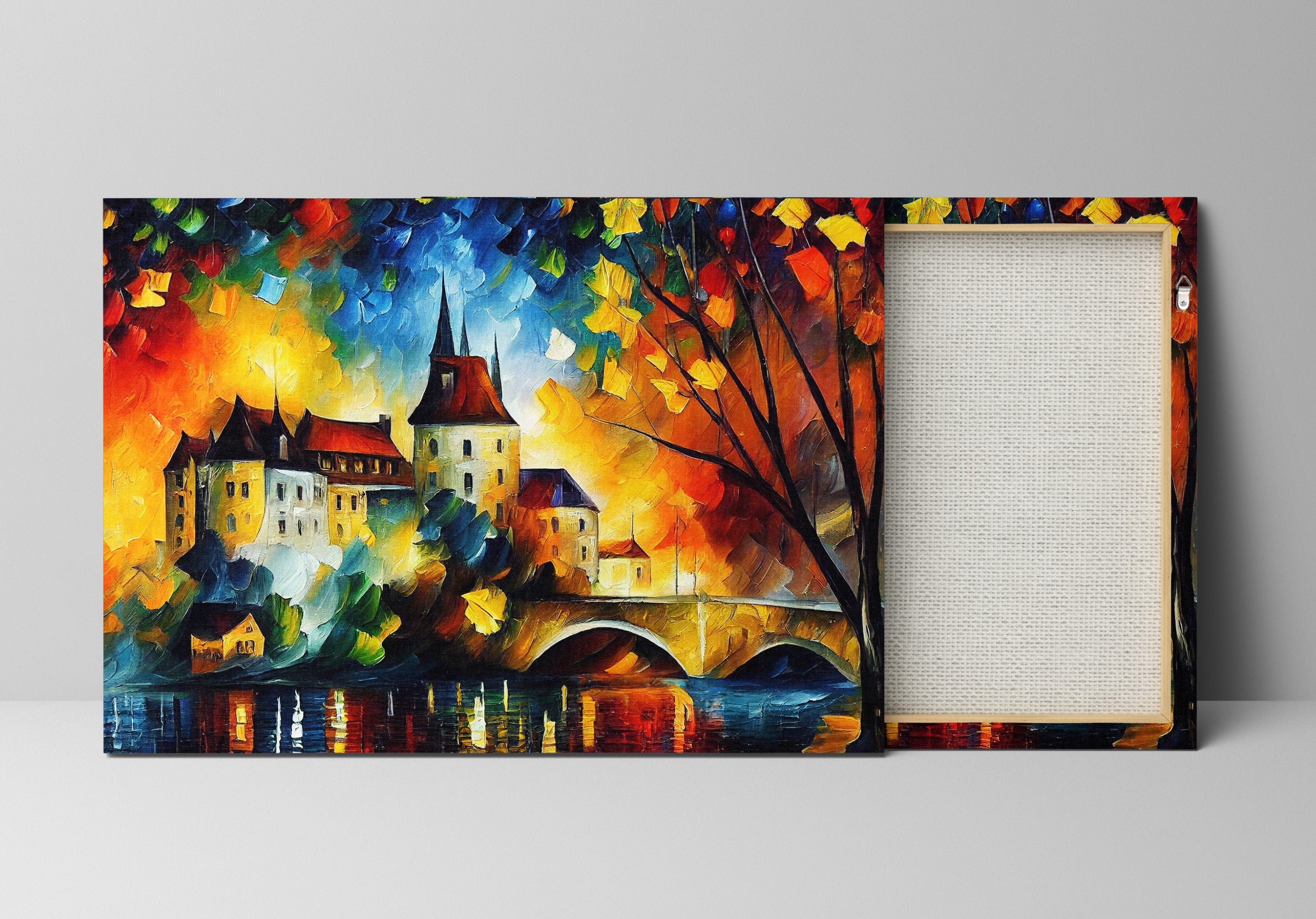 Castle Canvas Wall Art – Fantasy Oil Painting Reproduction on Gallery Ready Canvas Frame