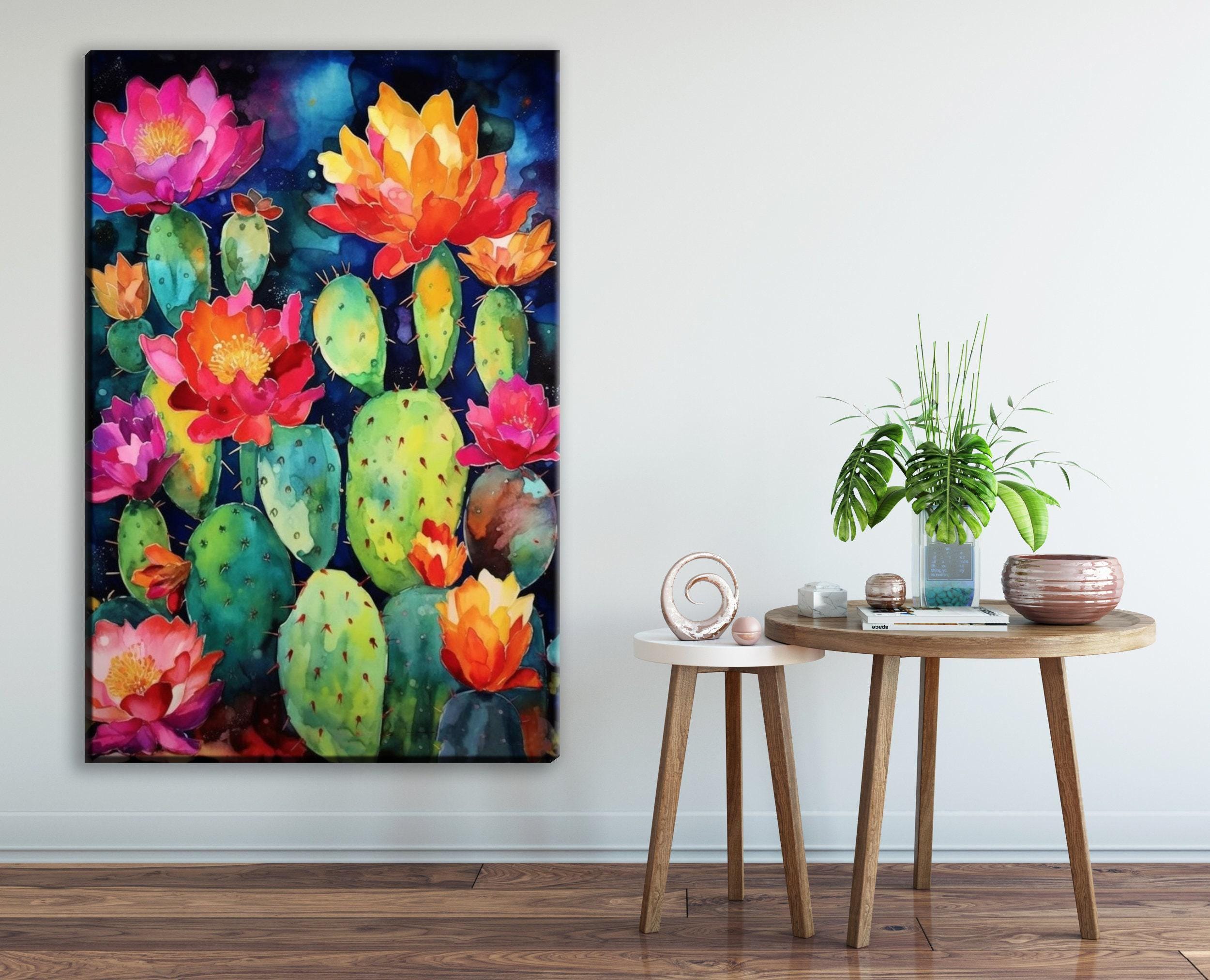 Mexican Pueblo Cactus – Southwest Wall Art | Watercolor Giclée Print on Gallery Wrapped Canvas