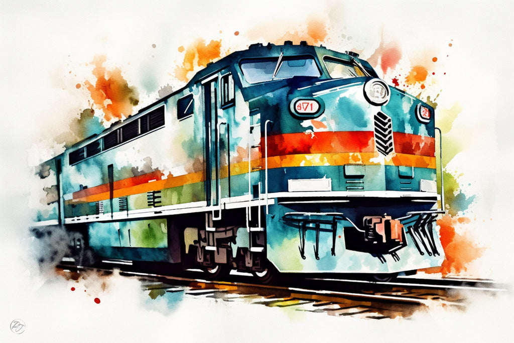 Express of Nostalgia: Watercolor Train Print, Giclee Print on Canvas, Artist Paper, Watercolor Paper, Available in Extra Large Sizes
