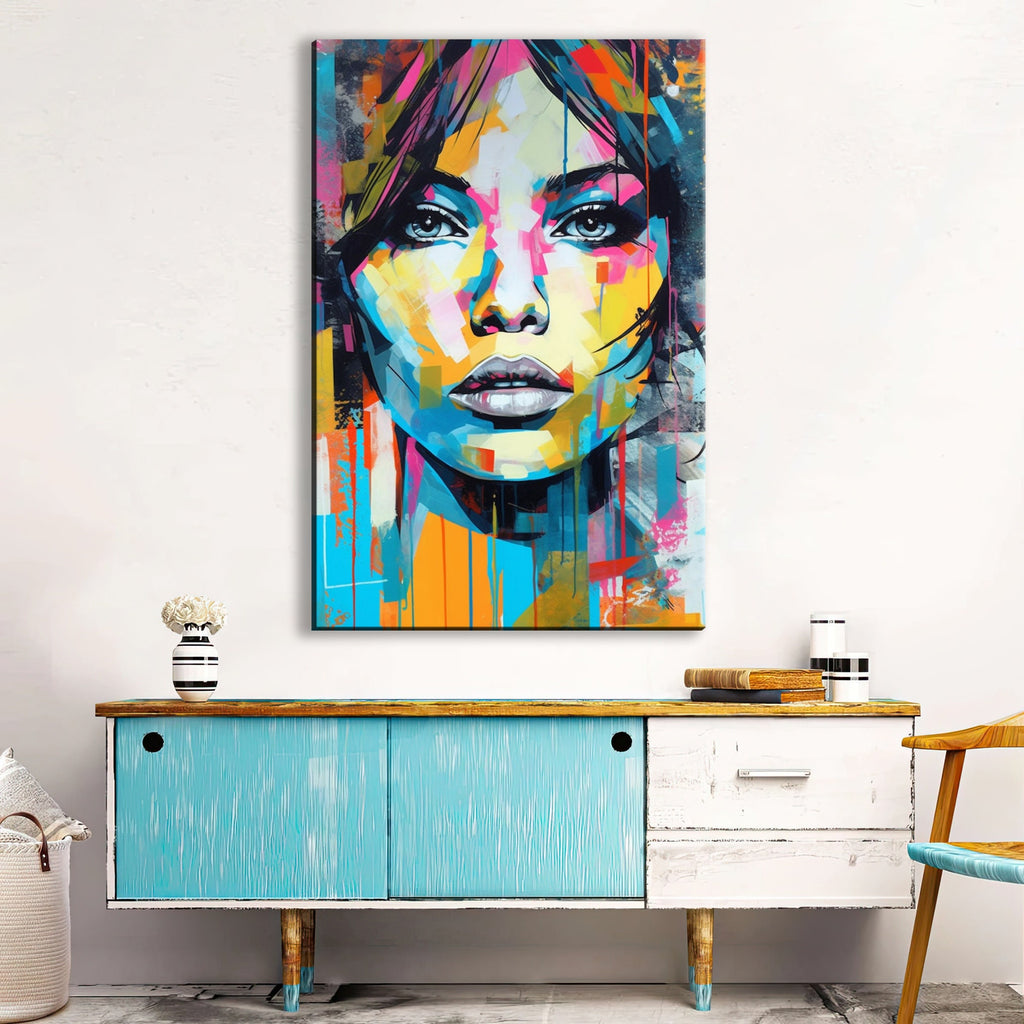 Minimal Woman Artwork – Expressive Canvas Wall Art Painting | Large Pop Art