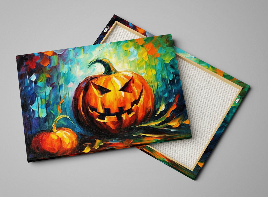 Halloween Pumpkin Wall Art – Large Jack O Lantern Canvas | Festive Pumpkin Art