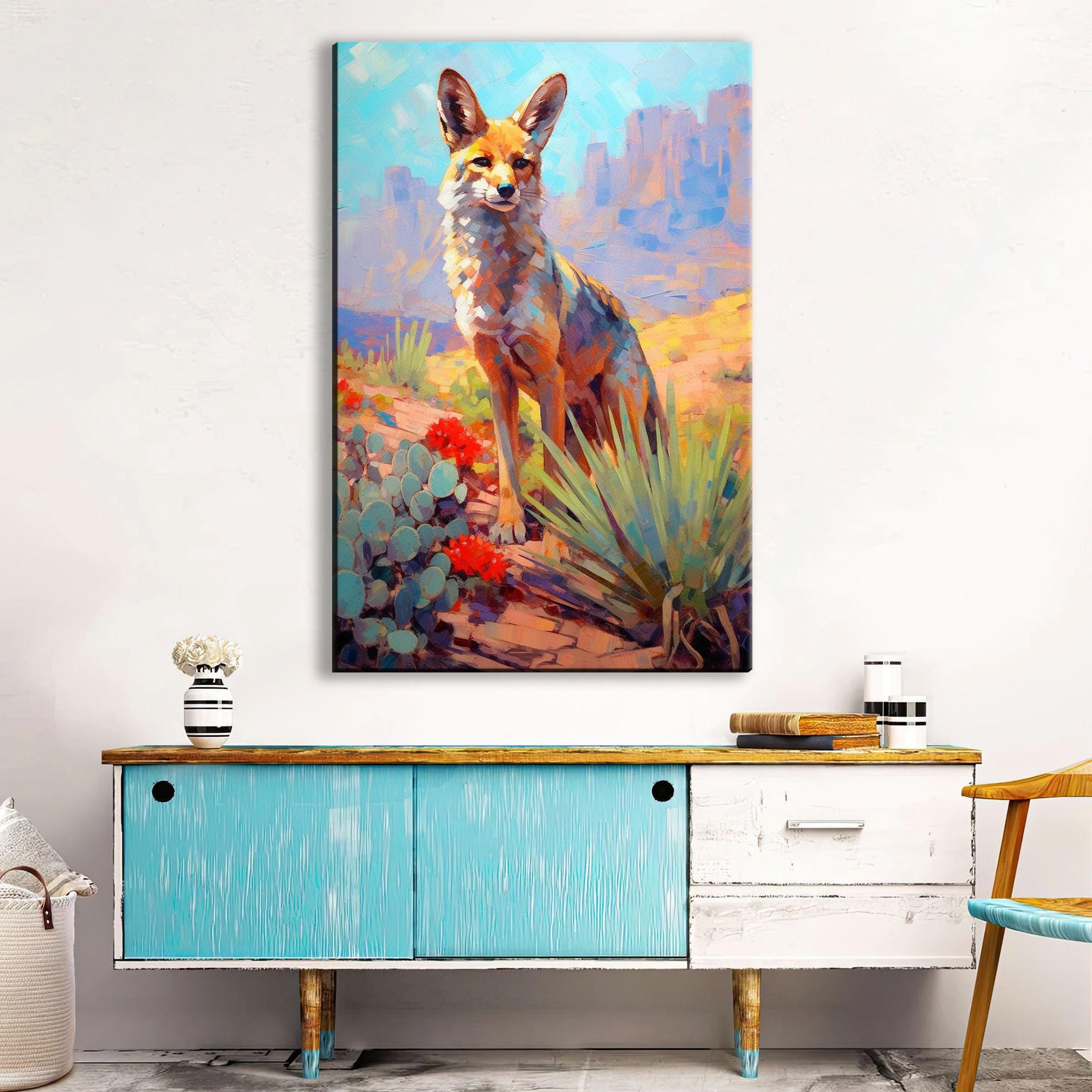 Desert Fox Canvas – Large Southwest Wildlife Art | Rustic Nature-Inspired Wall Decor