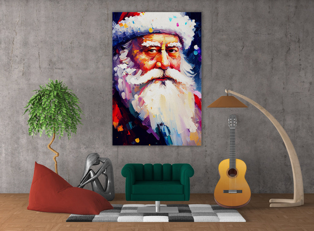 Santa Claus Canvas Print - Festive Holiday Painting | Christmas Wall Art Decor
