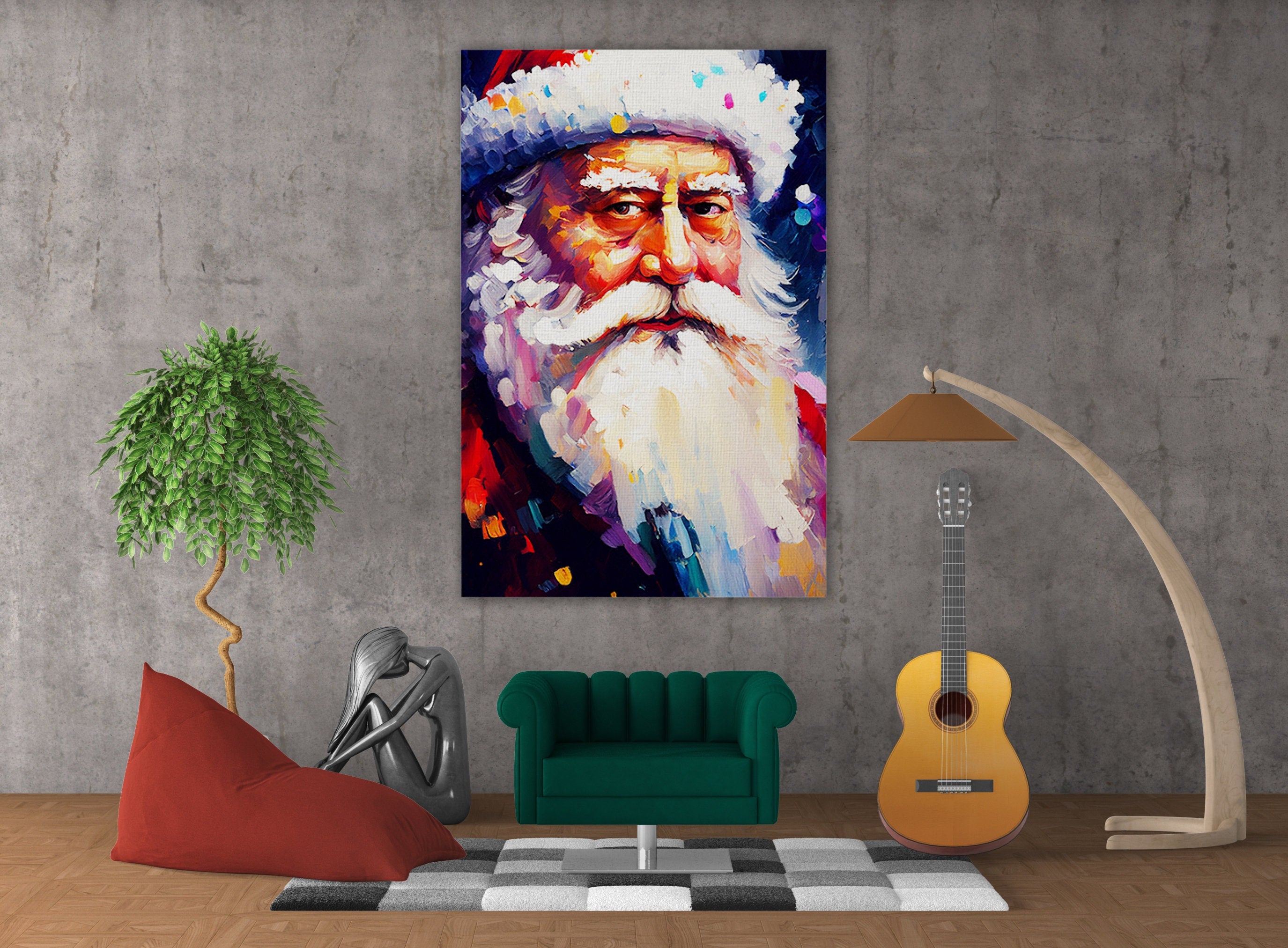 Santa Claus Canvas Print - Festive Holiday Painting | Christmas Wall Art Decor