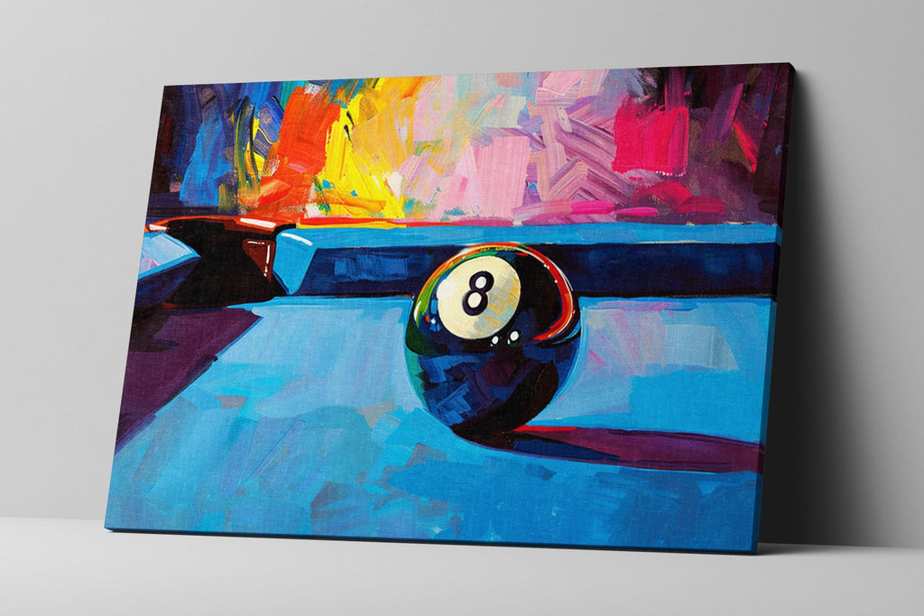 8 Ball Painting – Vintage Pool Art | Gallery Wrapped Canvas | Extra Large Man Cave Wall Art
