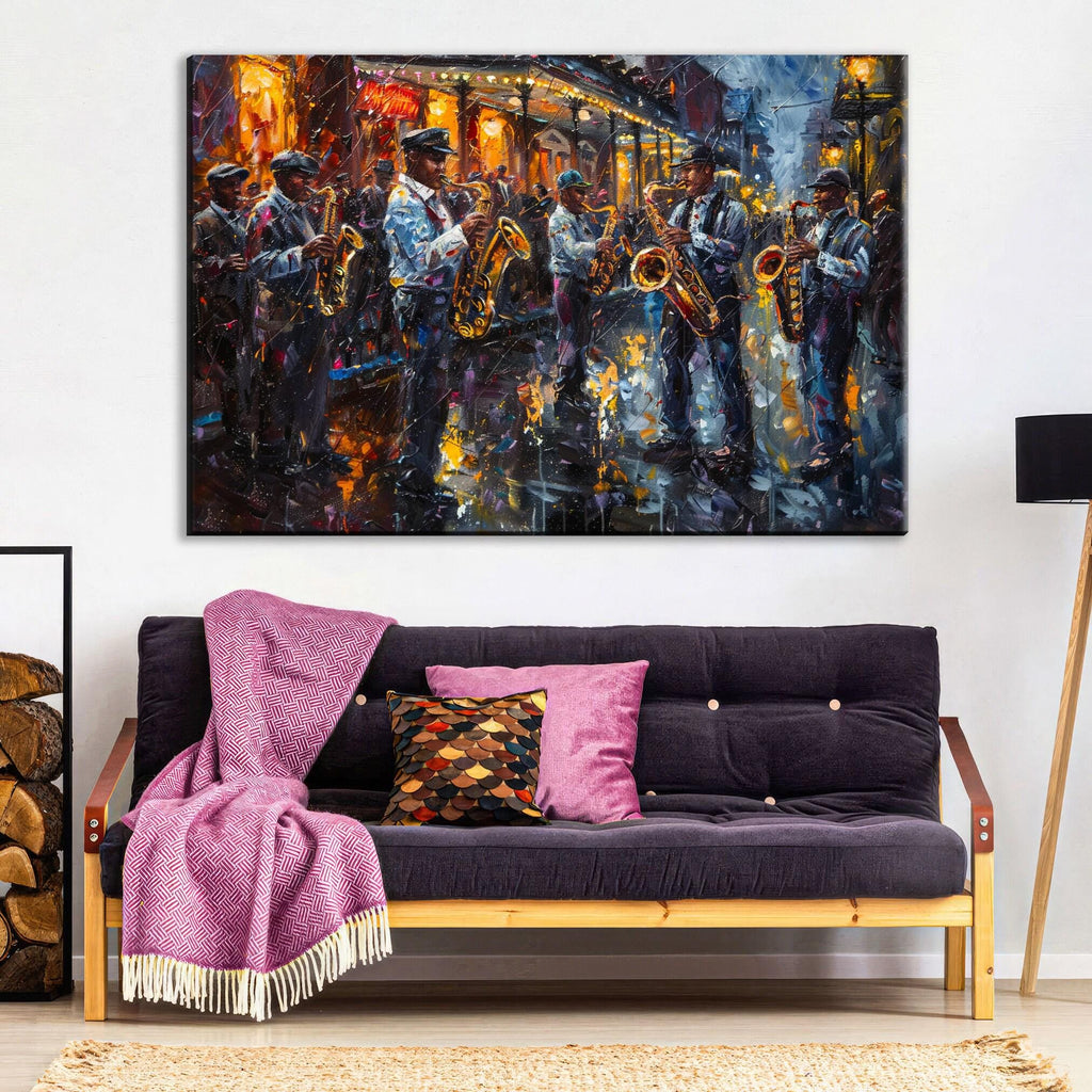 New Orleans Jazz Art – Bourbon Street Painting | Large Canvas Art, Gallery Wrapped