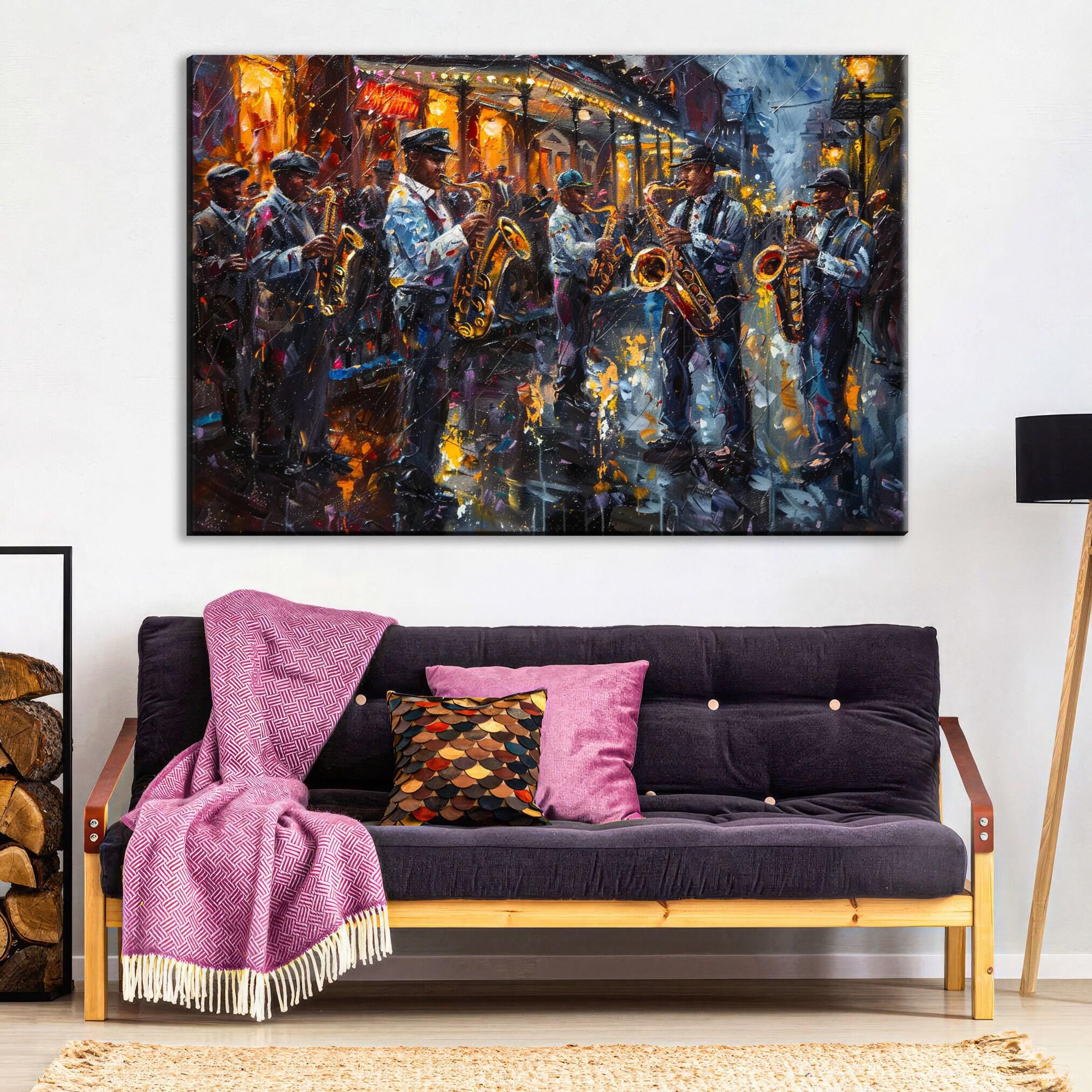 New Orleans Jazz Art – Bourbon Street Painting | Large Canvas Art, Gallery Wrapped