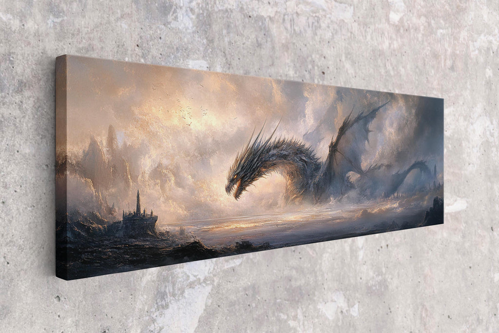 a painting of a dragon on a wall