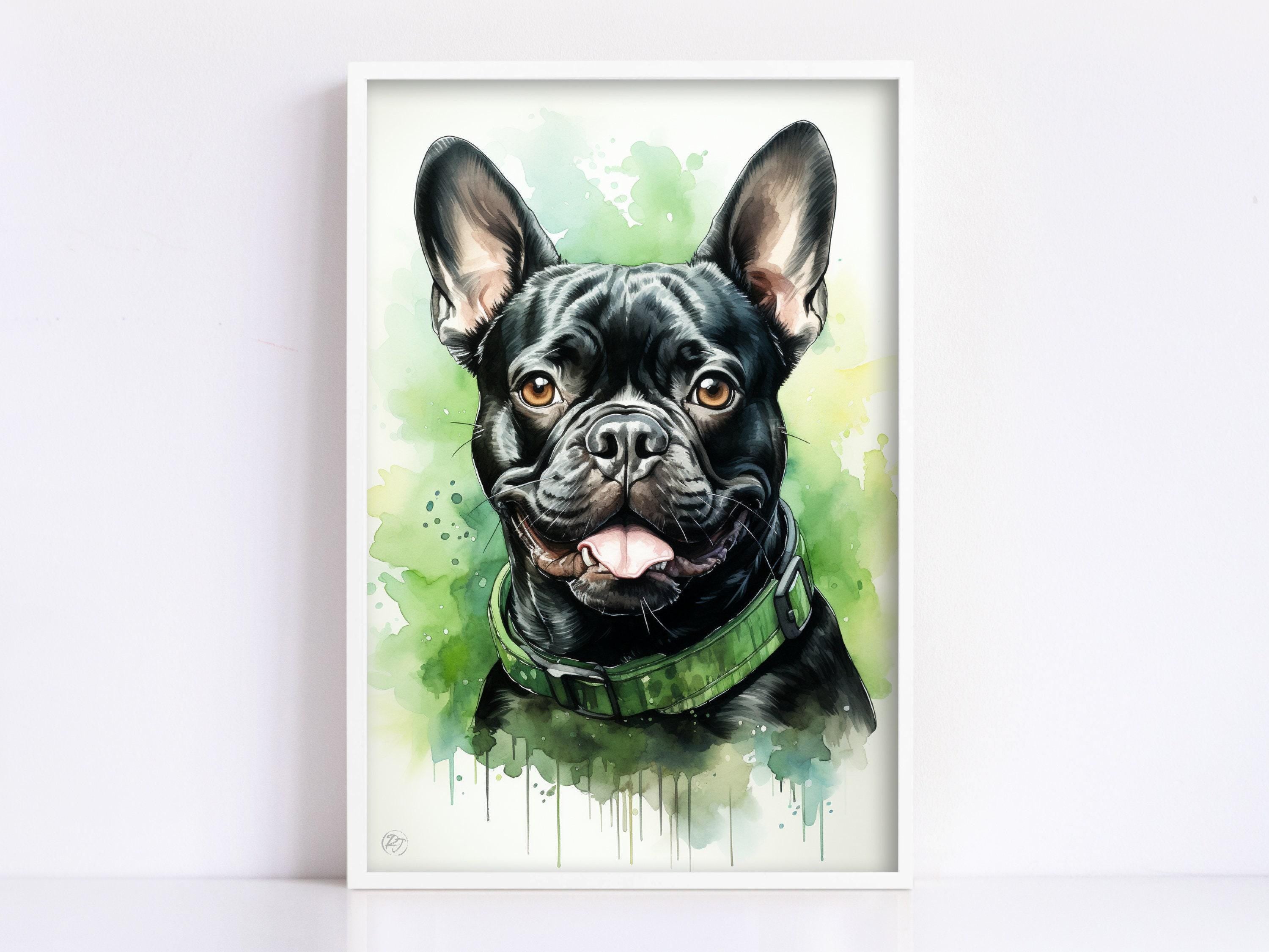 French Bulldog Watercolor Art for Stylish Home Decor, Giclee Print on Canvas, Artist Paper, Watercolor Paper, Available in Extra Large Sizes