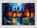 Halloween Wall Art - Spooky Graveyard Large Canvas Print | Gallery Wrapped Artist Canvas