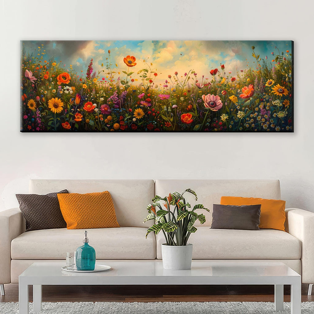 Wildflower Panoramic Canvas – Extra Large Boho Wall Art | Gallery Wrapped, Ready to Hang