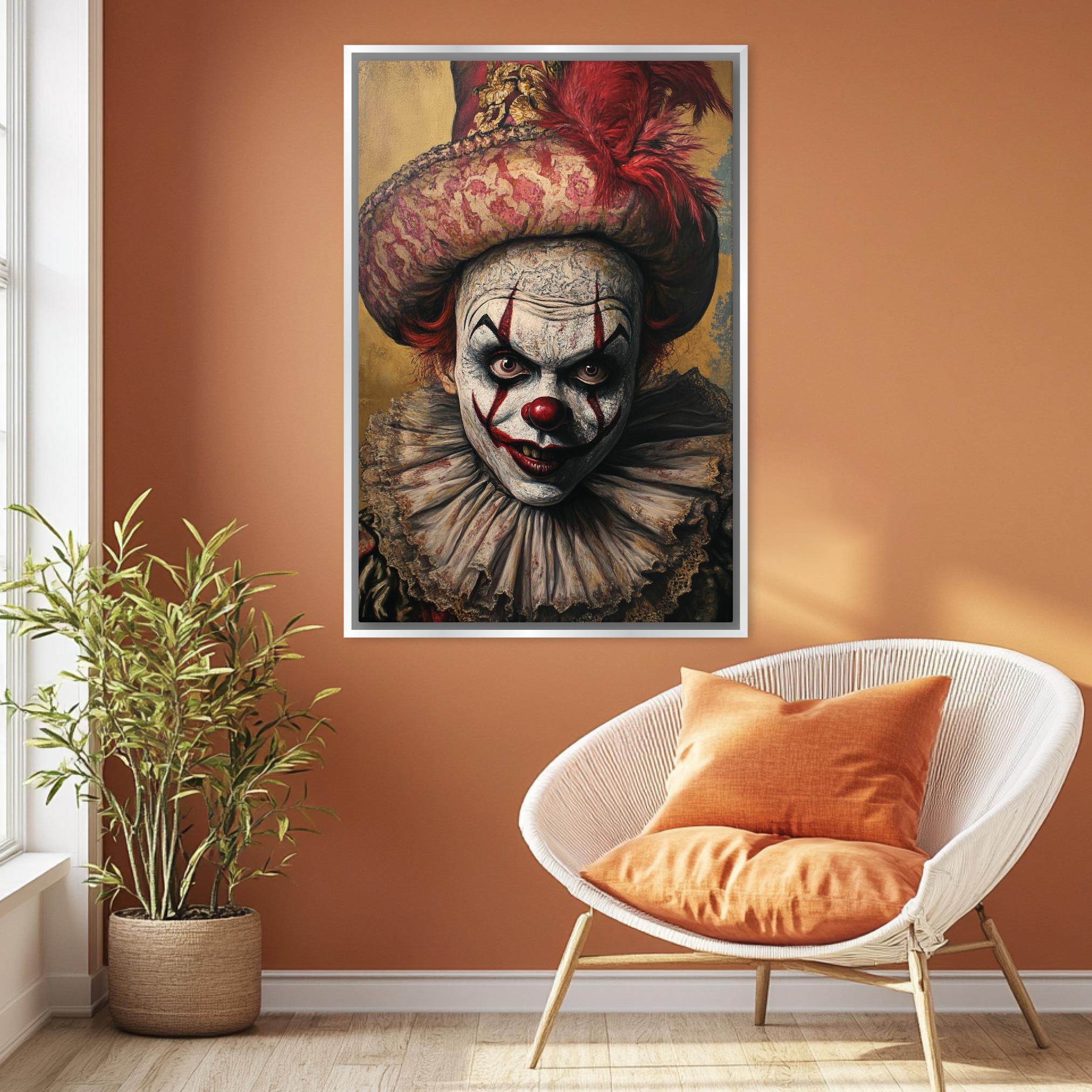Horror Clown Canvas – Spooky Halloween Decor | Extra Large Wall Art, Gallery Wrapped Canvas