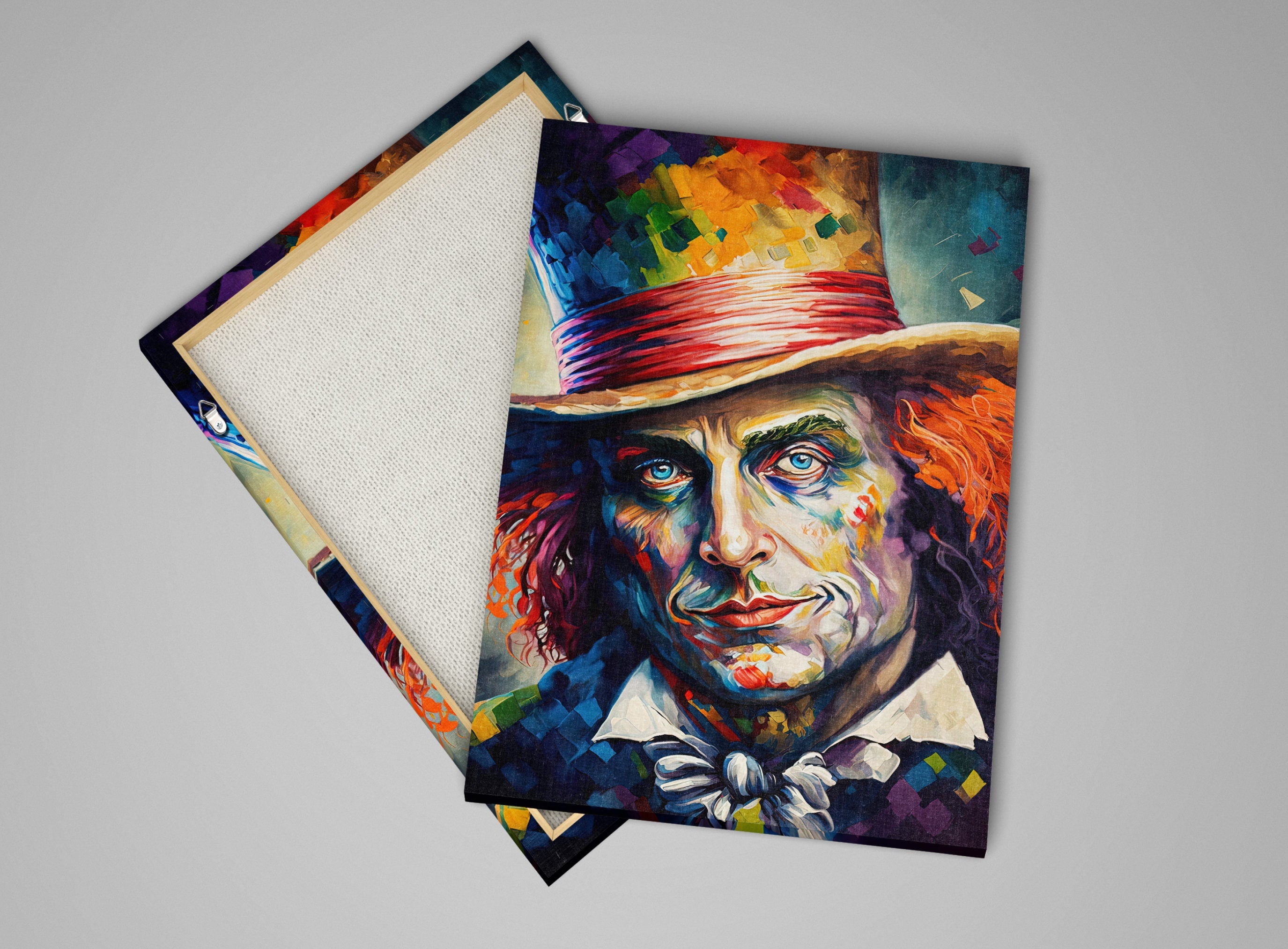 Mad Hatter Wall Art – Wonderland Canvas | Vibrant Fantasy Art Print on Wooden Frame