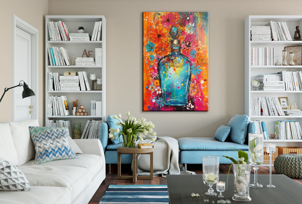 Perfume Canvas Wall Art – Large Colorful Beauty Painting on Artist Canvas