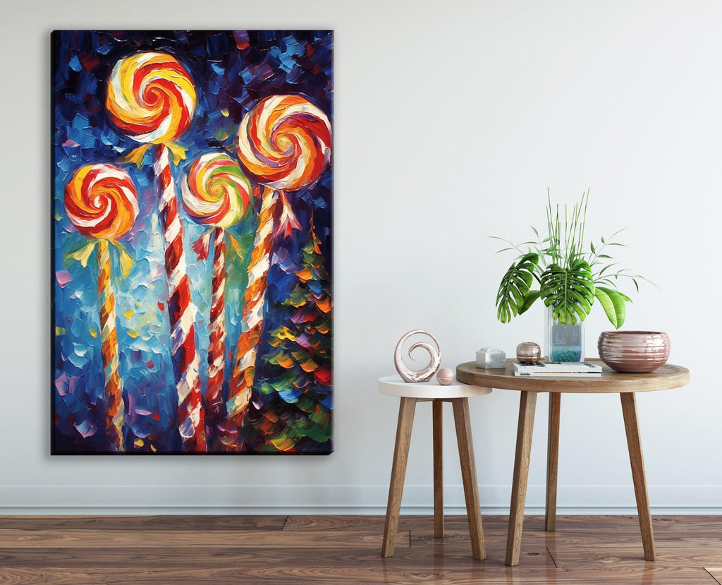 Christmas Candy Art – Retro Christmas Canvas | Gallery Wrapped Holiday Wall Decor