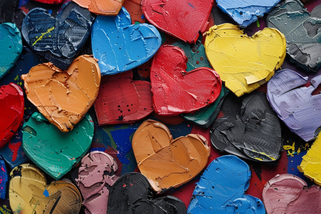 Painted Hearts Wall Art – Large Canvas Prints | Vibrant Love Painting on Gallery Wrapped Canvas