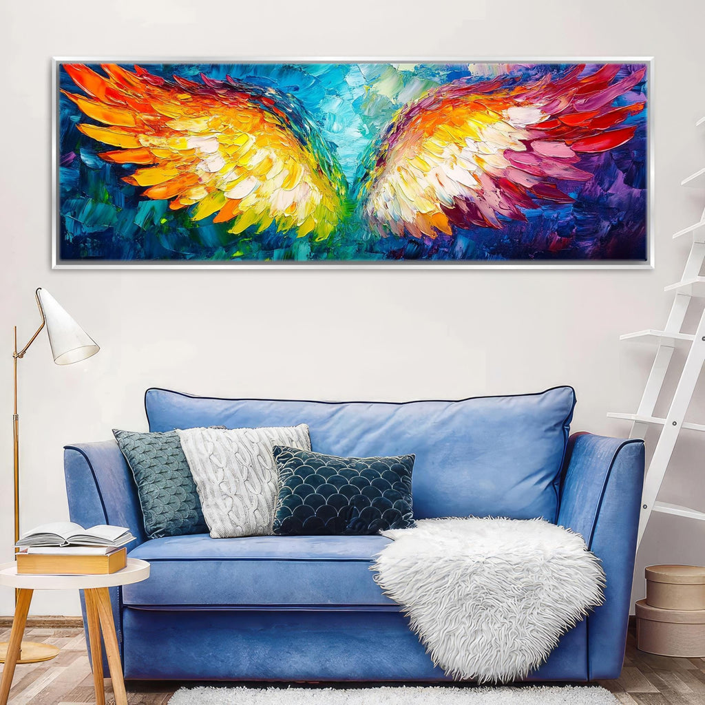 Angel Wings Wall Art - Panoramic Gallery Wrapped Canvas | Framed or Unframed Large Spiritual Decor