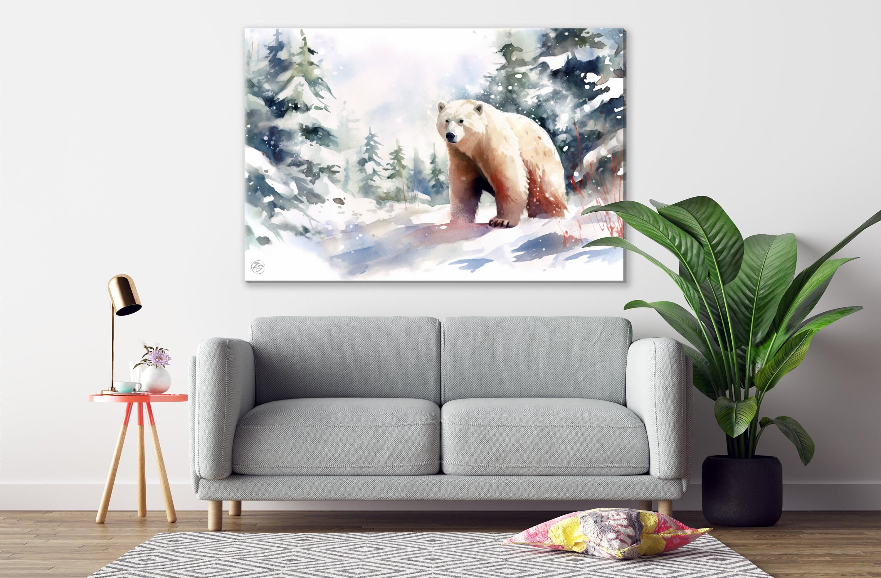 Arctic Majesty: Polar Bear Watercolor - Giclee Print on Canvas, Artist Paper, Watercolor Paper, Available in Extra Large Sizes