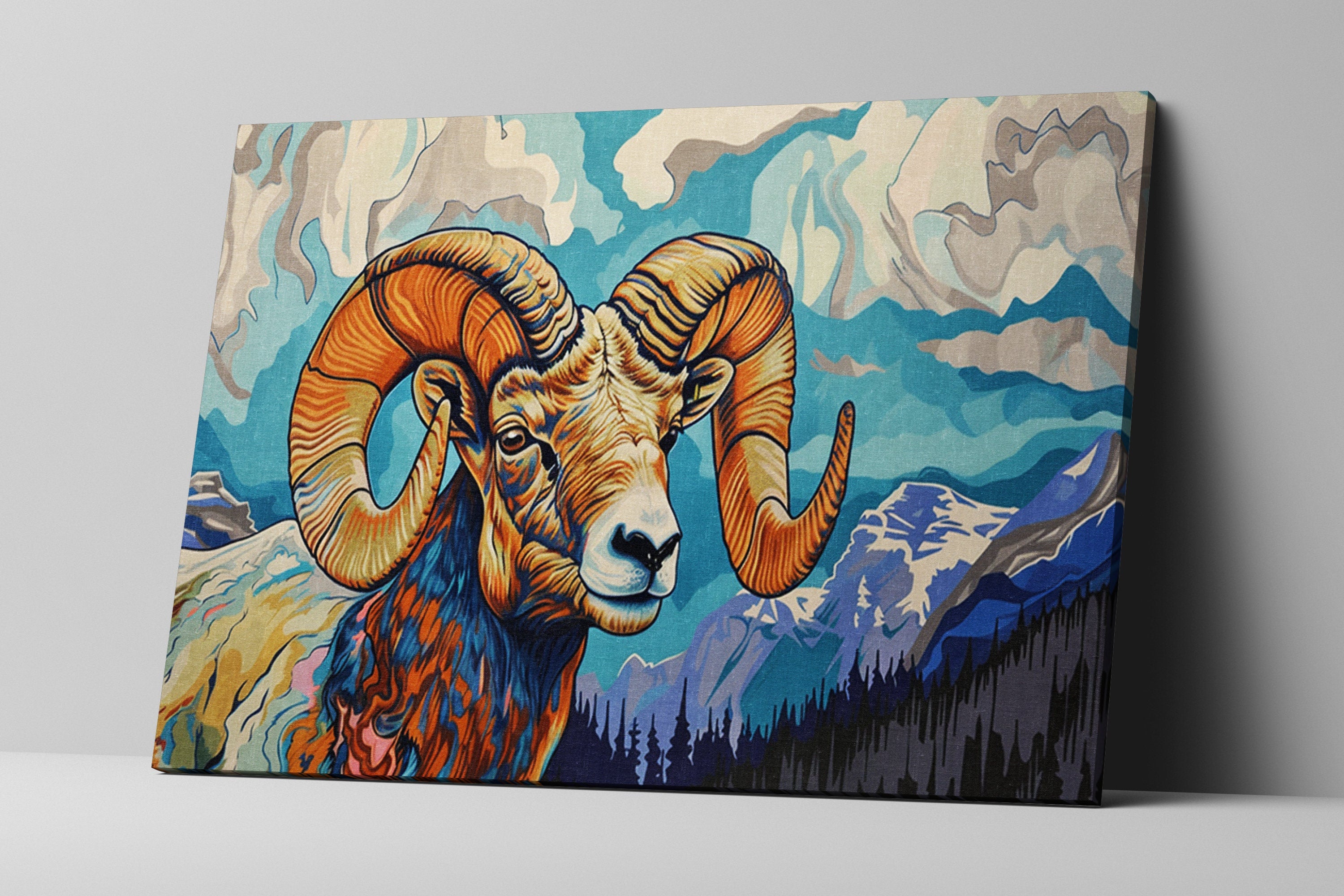 Bighorn Ram Canvas | Wildlife Wall Art - Gallery Wrapped Large Canvas Print