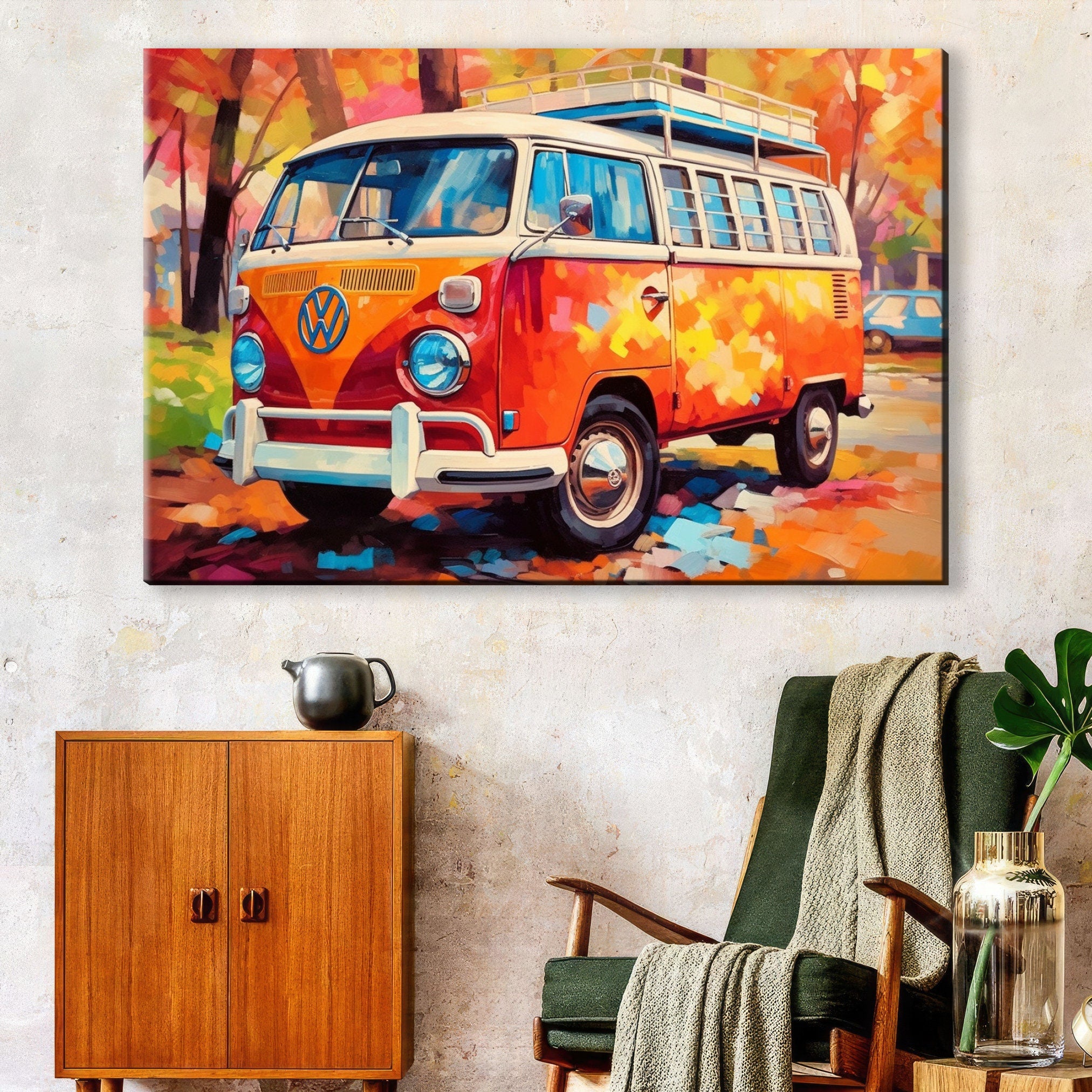 Volkswagen Bus Wall Art – Vintage VW Camper Canvas Print | Large Gallery Wrapped Decor